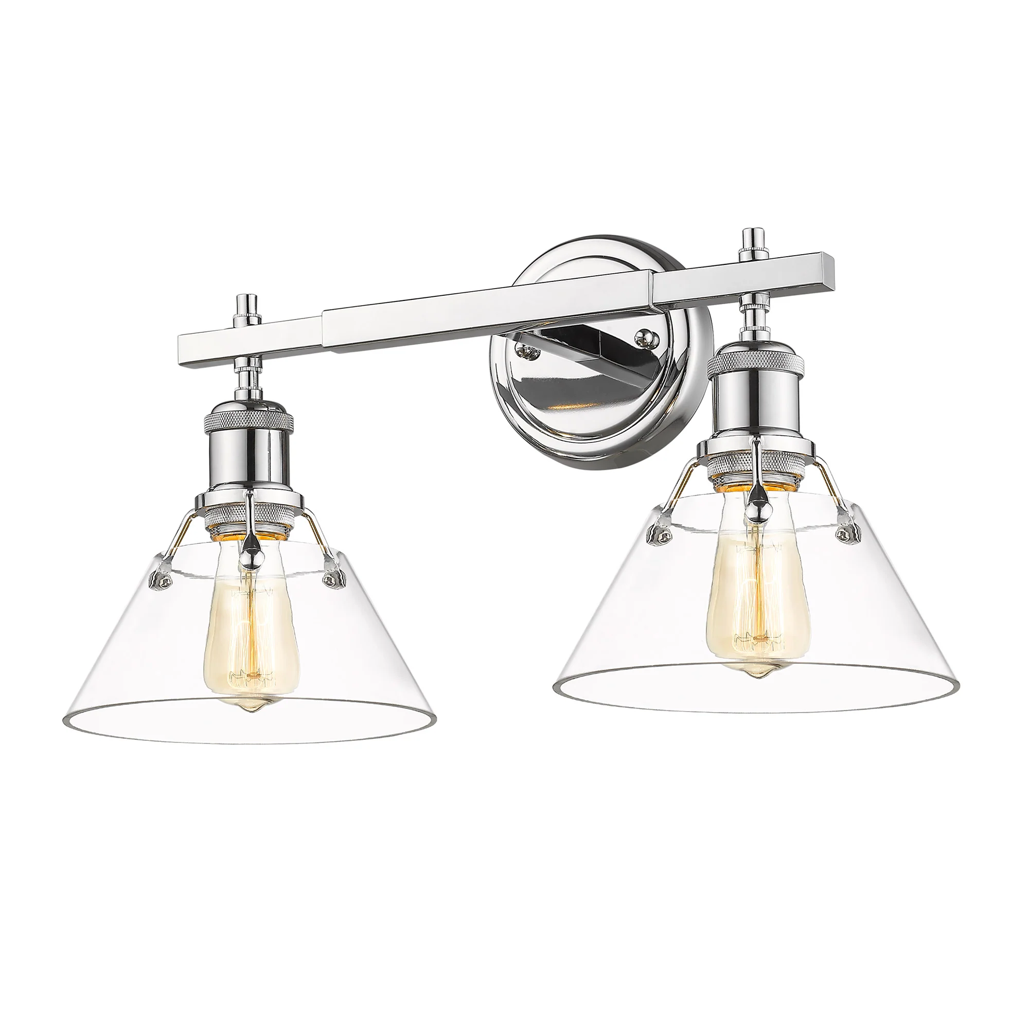 Orwell 2-light Vanity in Chrome and Clear Glass