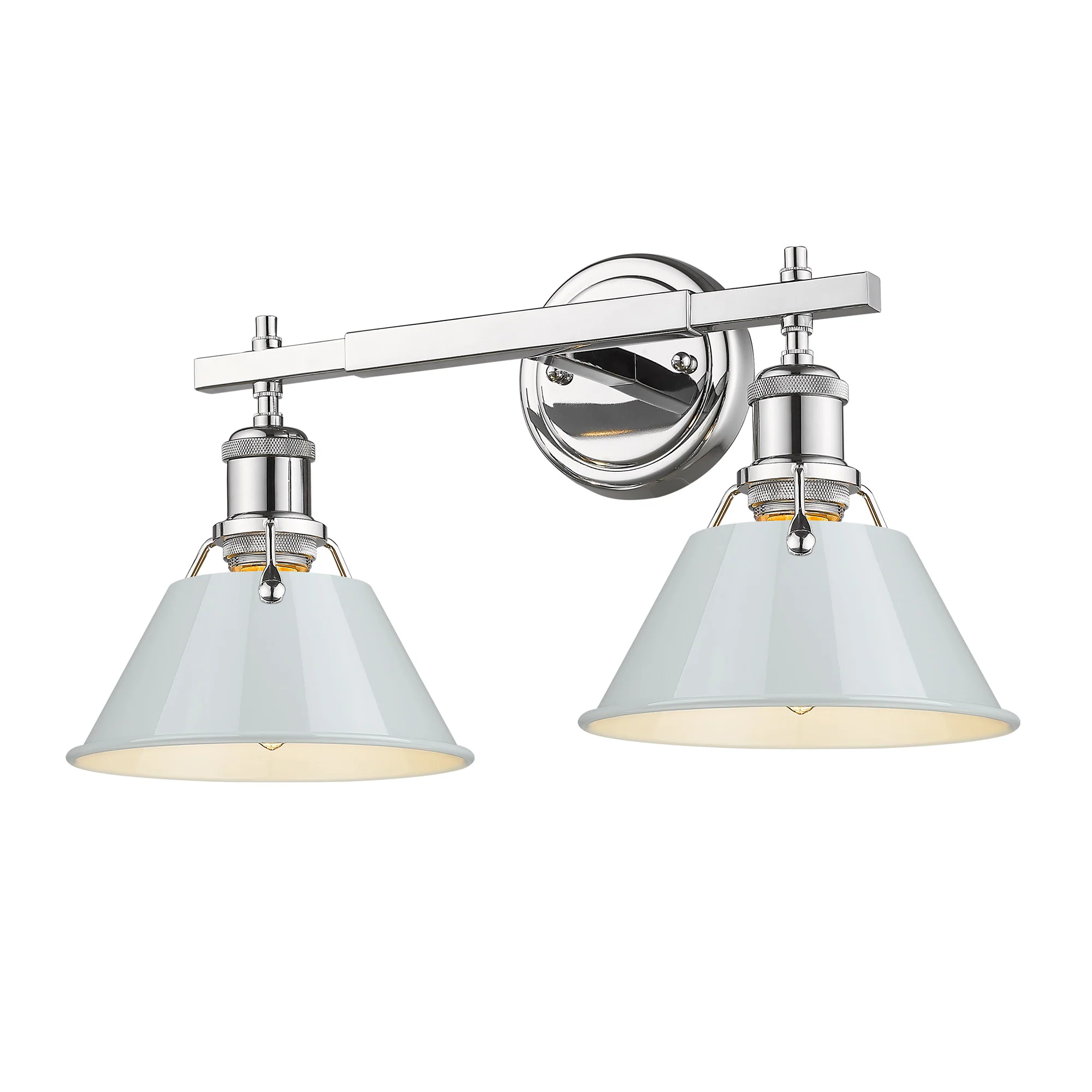Orwell 2-light Vanity in Chrome and Dusky Blue shade