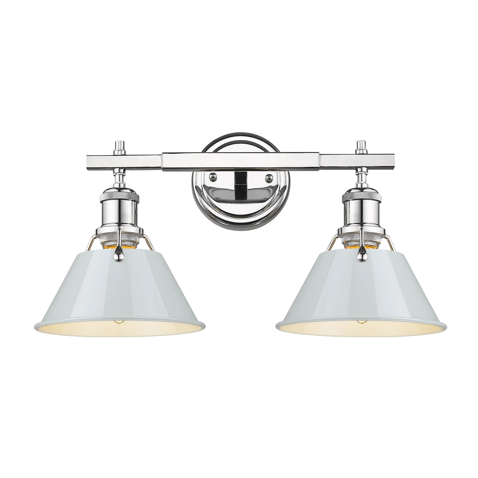 Orwell 2-light Vanity in Chrome and Dusky Blue shade - Image 2