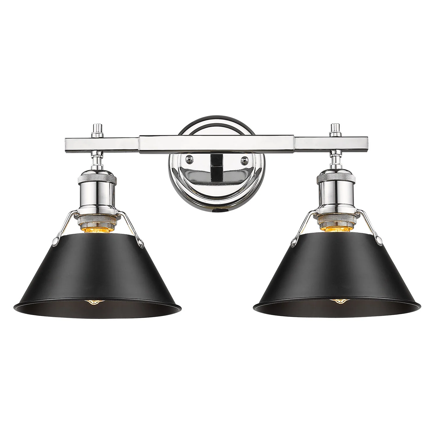 Orwell 2-light Vanity in Chrome and Matte Black shade