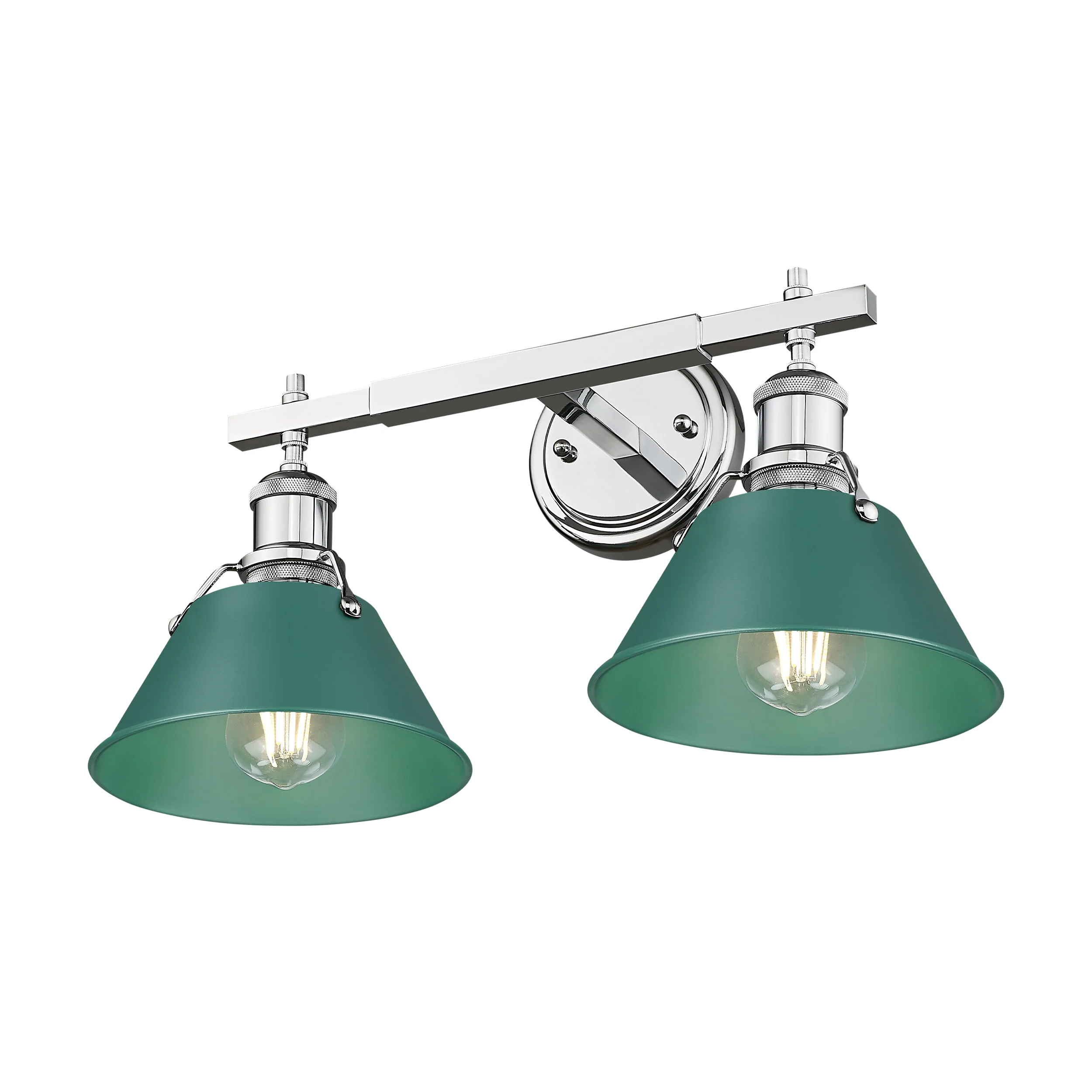Orwell 2-light Vanity in Chrome and Pine Green shade