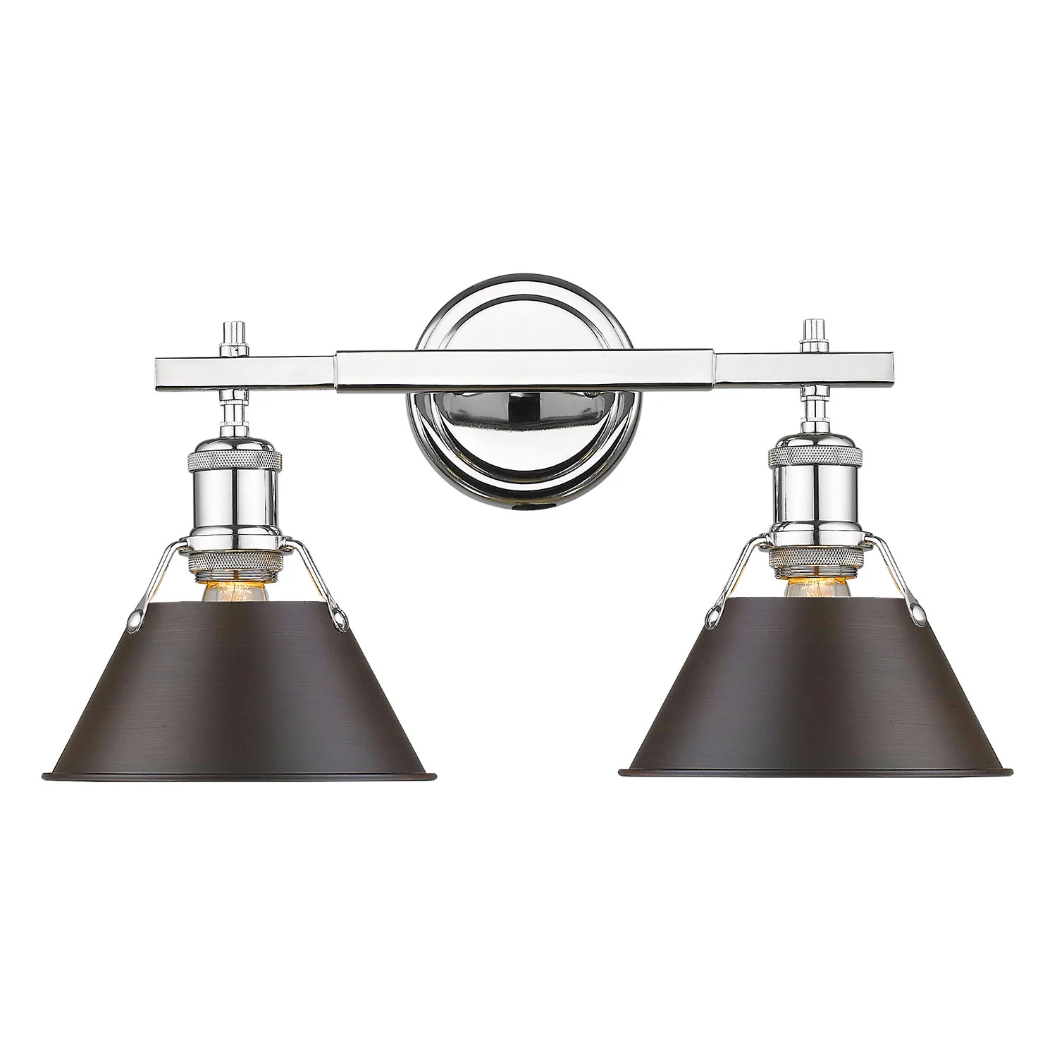 Orwell 2-light Vanity in Chrome and Rubbed Bronze shade - Image 2