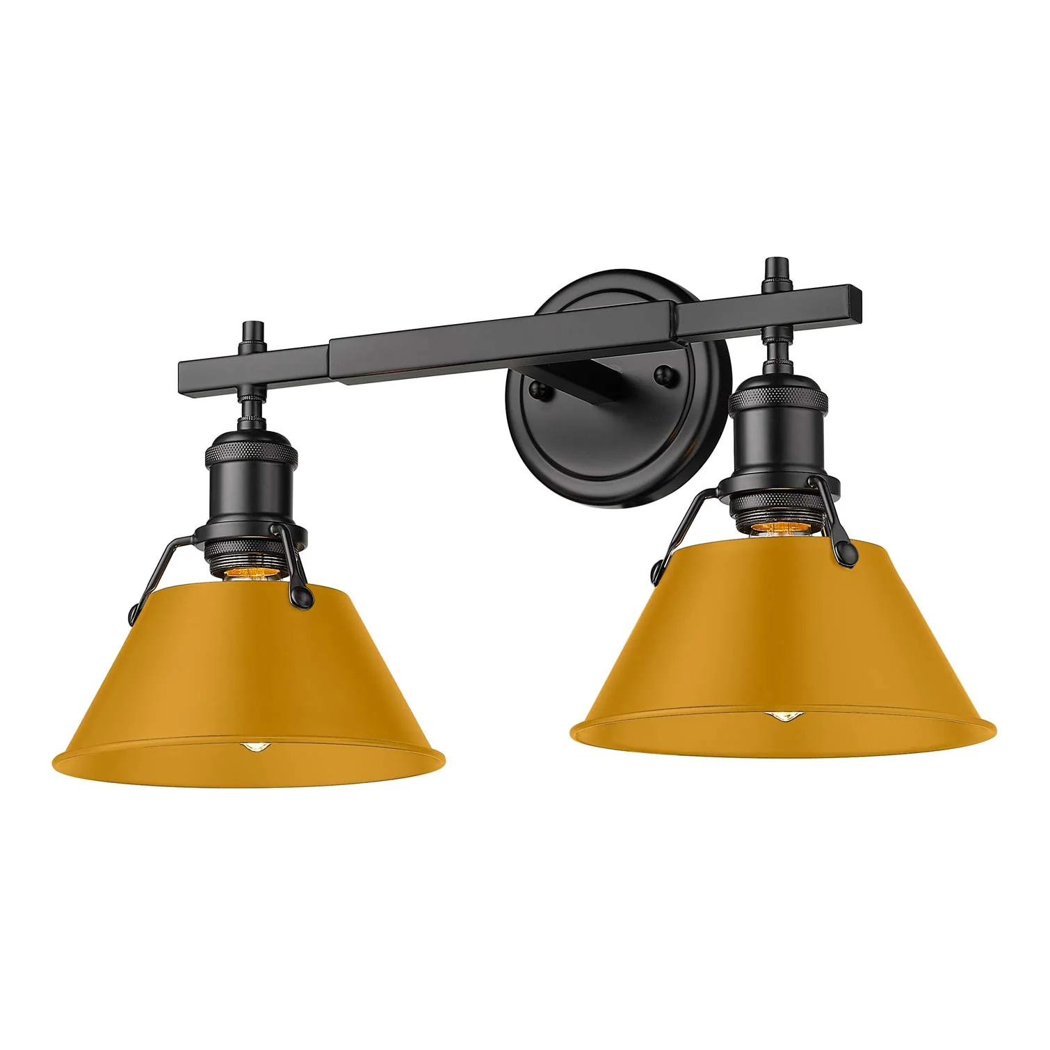 Orwell 2-light Vanity in Matte Black and Auric Yellow shade