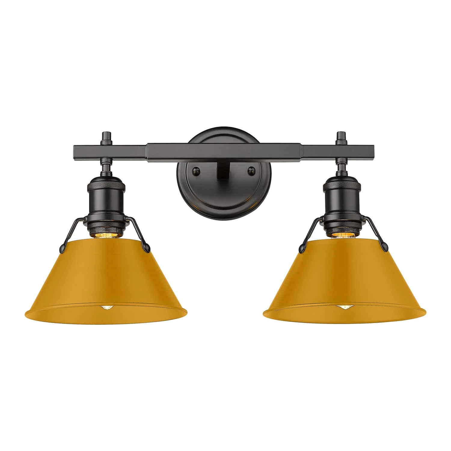 Orwell 2-light Vanity in Matte Black and Auric Yellow shade - Image 2