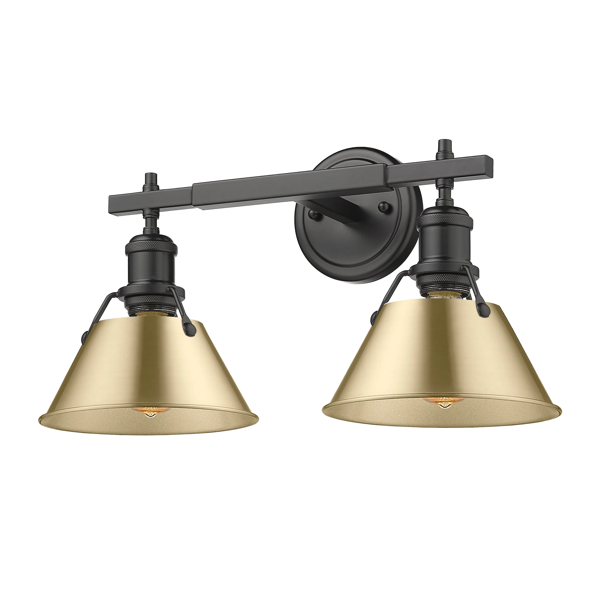 Orwell 2-light Vanity in Matte Black and Brushed Champagne Brass shade