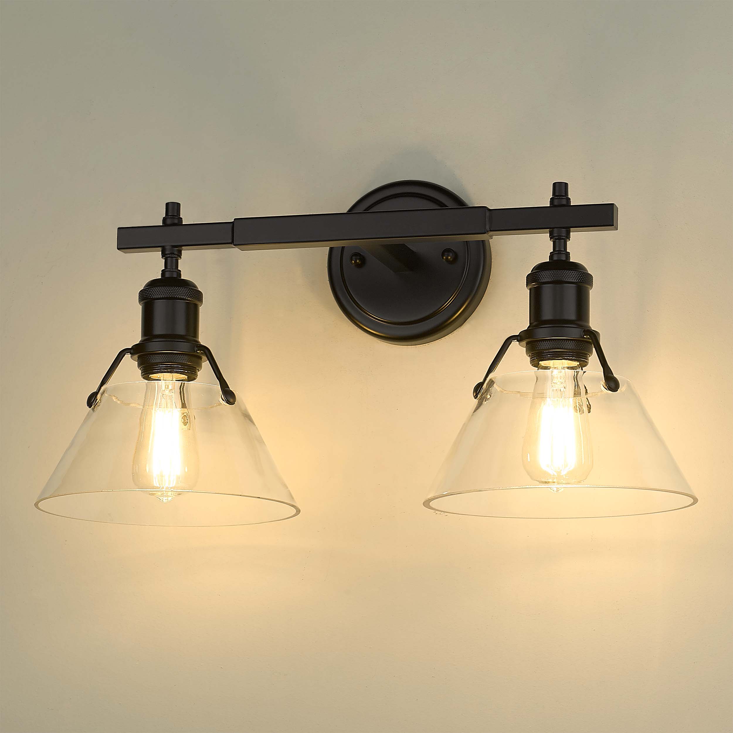 Orwell 2-light Vanity in Matte Black and Clear Glass - Image 4