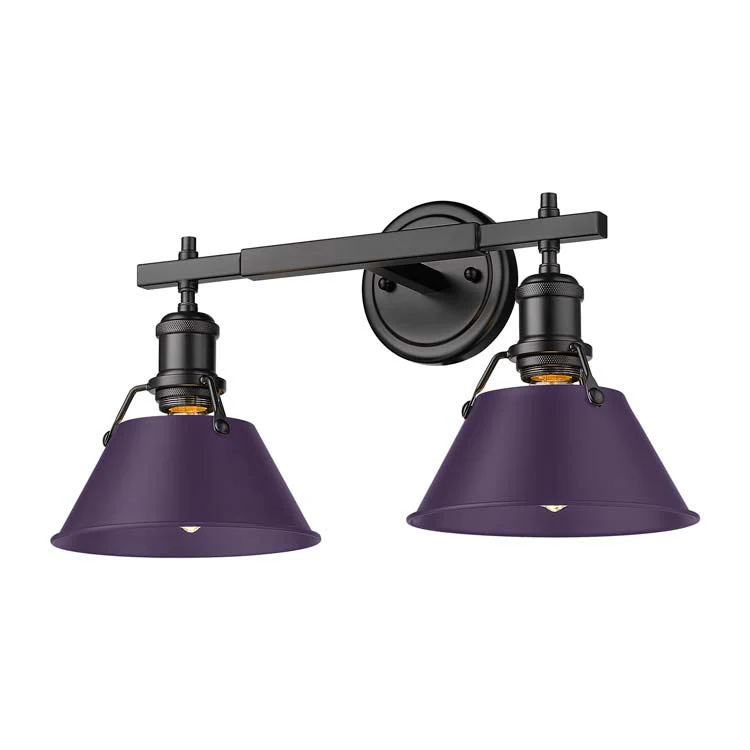 Orwell 2-light Vanity in Matte Black and Exotic Purple shade