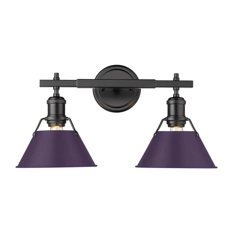 Orwell 2-light Vanity in Matte Black and Exotic Purple shade - Image 2
