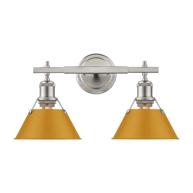Orwell 2-light Vanity in Pewter and Auric Yellow shade - Image 2