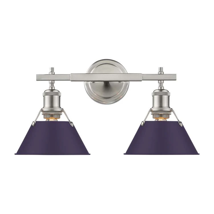 Orwell 2-light Vanity in Pewter and Exotic Purple shade - Image 2