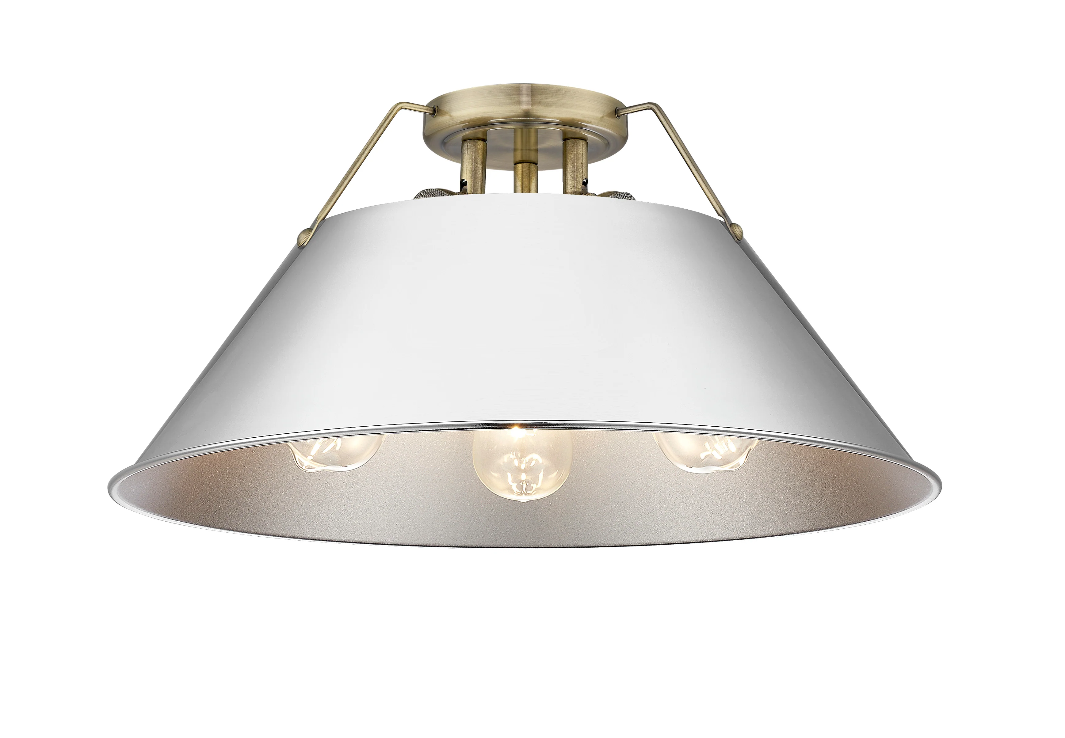 Orwell 3-light Flush Mount in Aged Brass and Chrome shade
