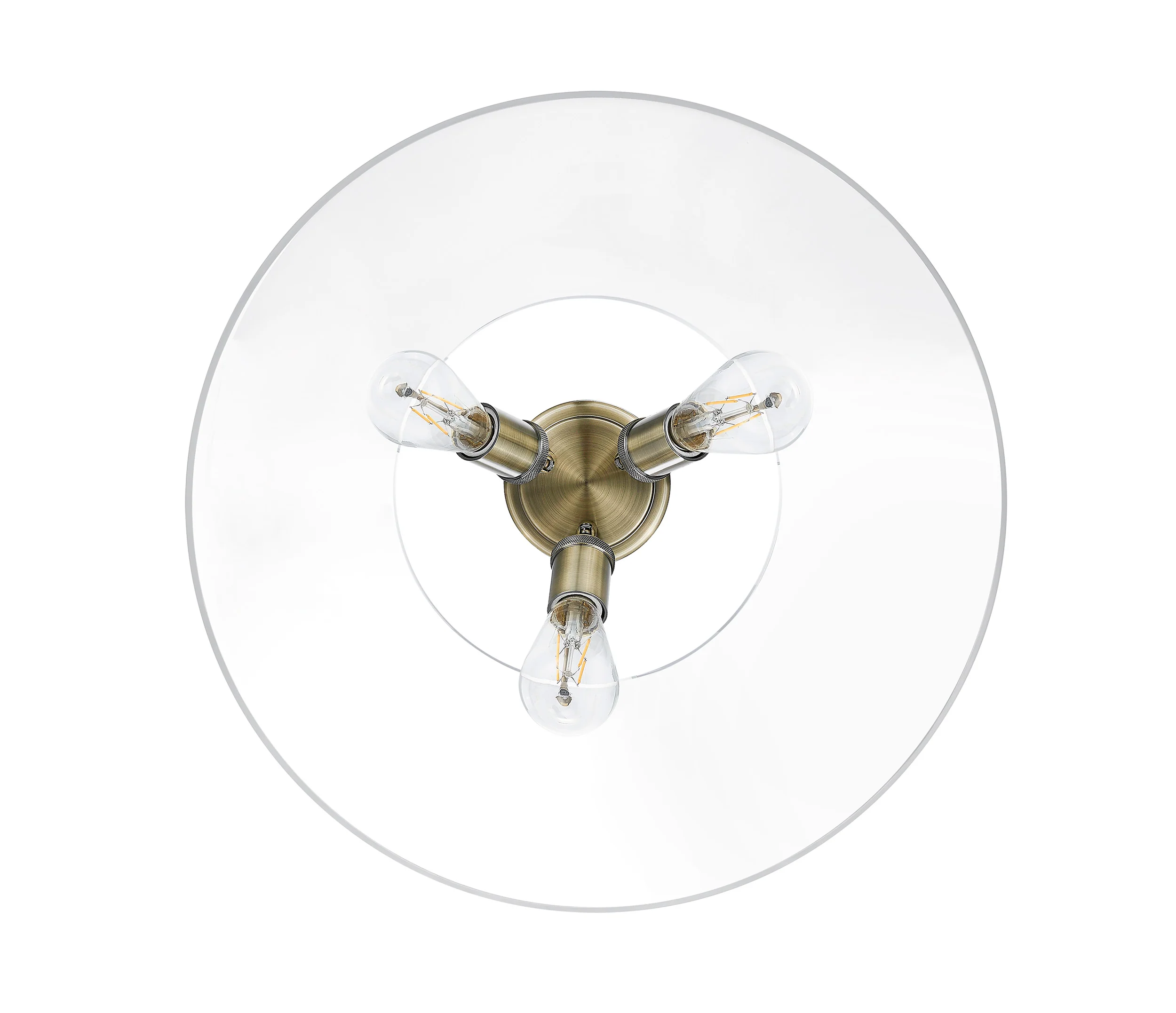 Orwell 3-light Flush Mount in Aged Brass and Clear Glass - Image 2
