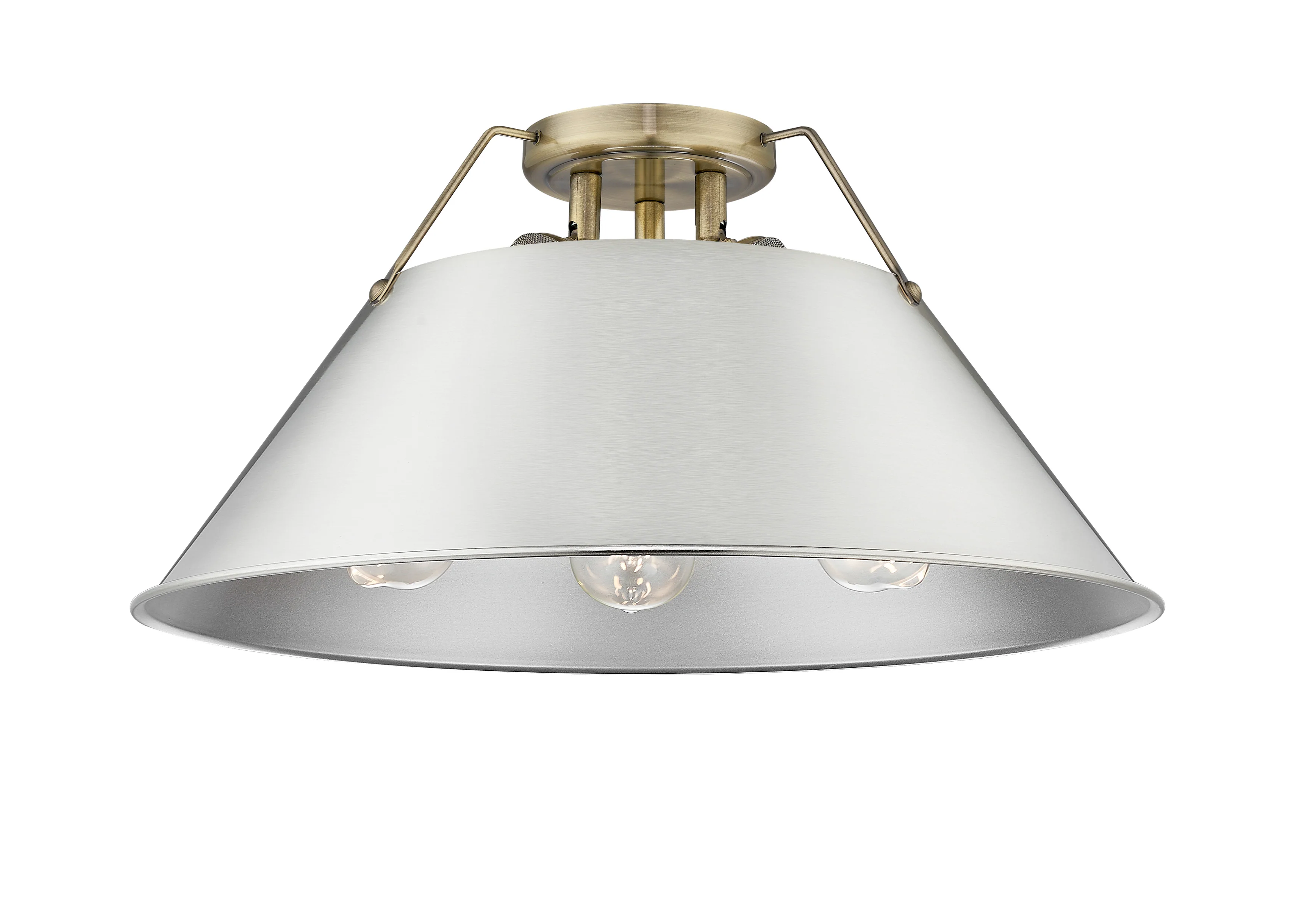 Orwell 3-light Flush Mount in Aged Brass and Pewter shade