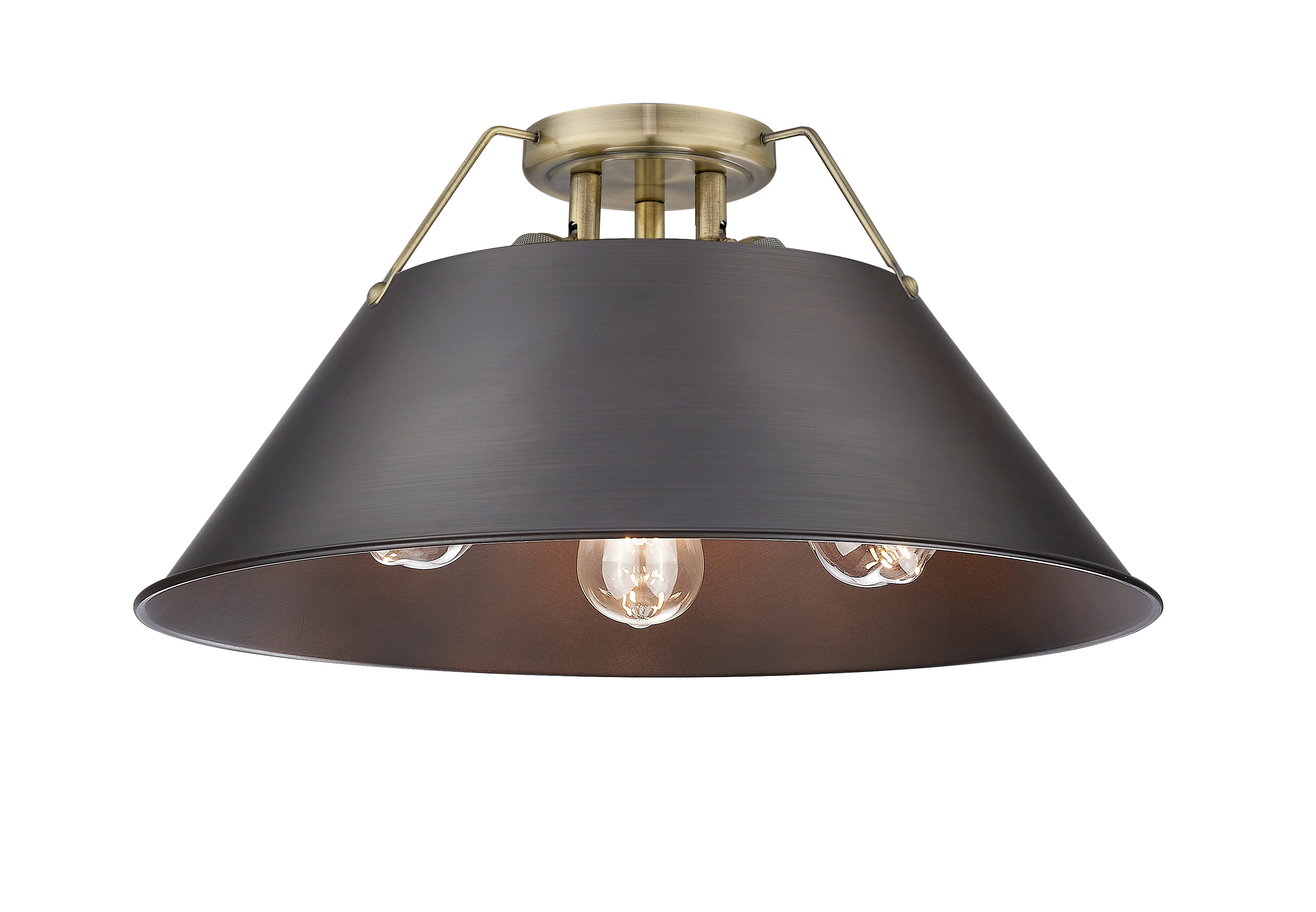 Orwell 3-light Flush Mount in Aged Brass and Rubbed Bronze shade