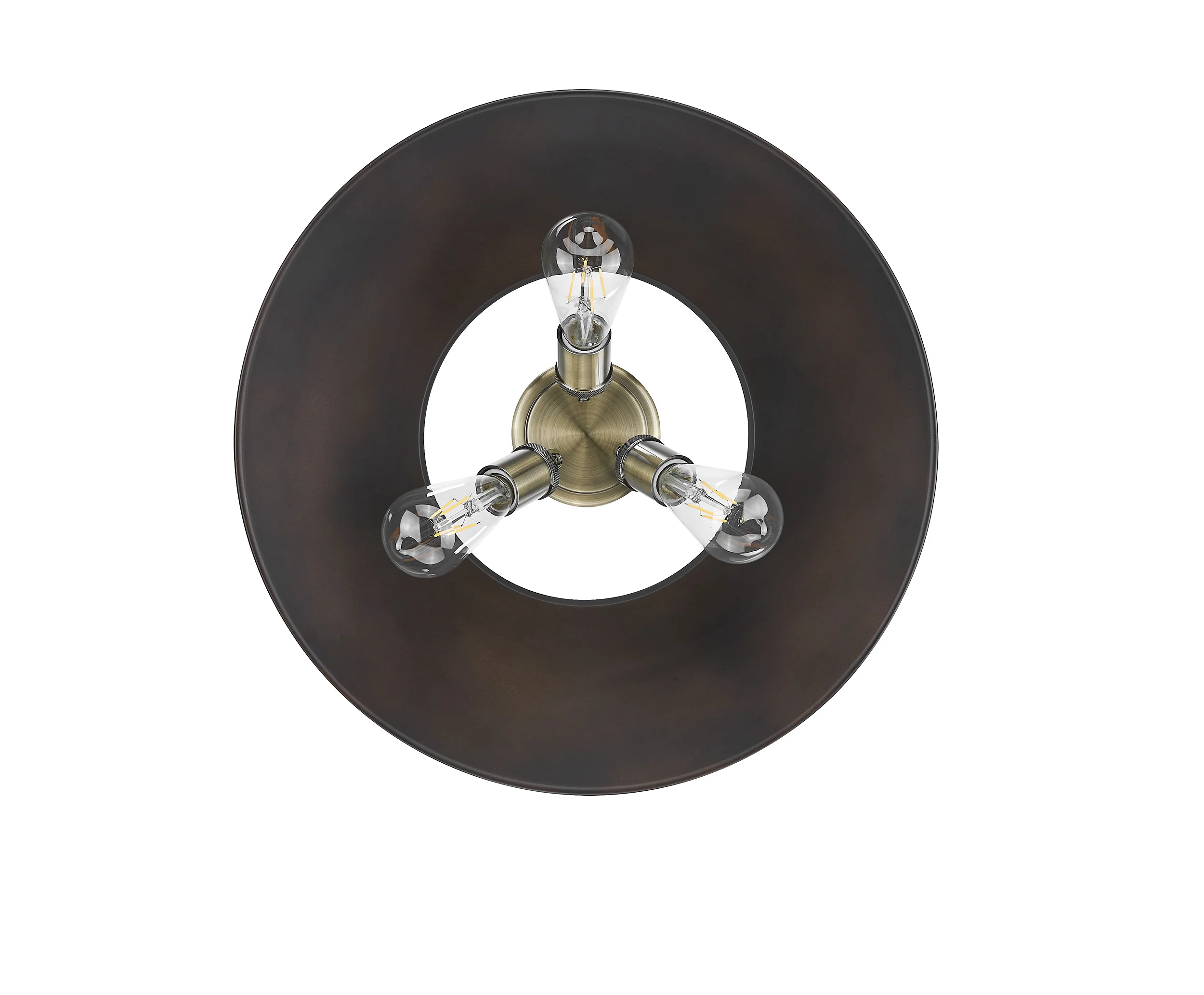 Orwell 3-light Flush Mount in Aged Brass and Rubbed Bronze shade - Image 2