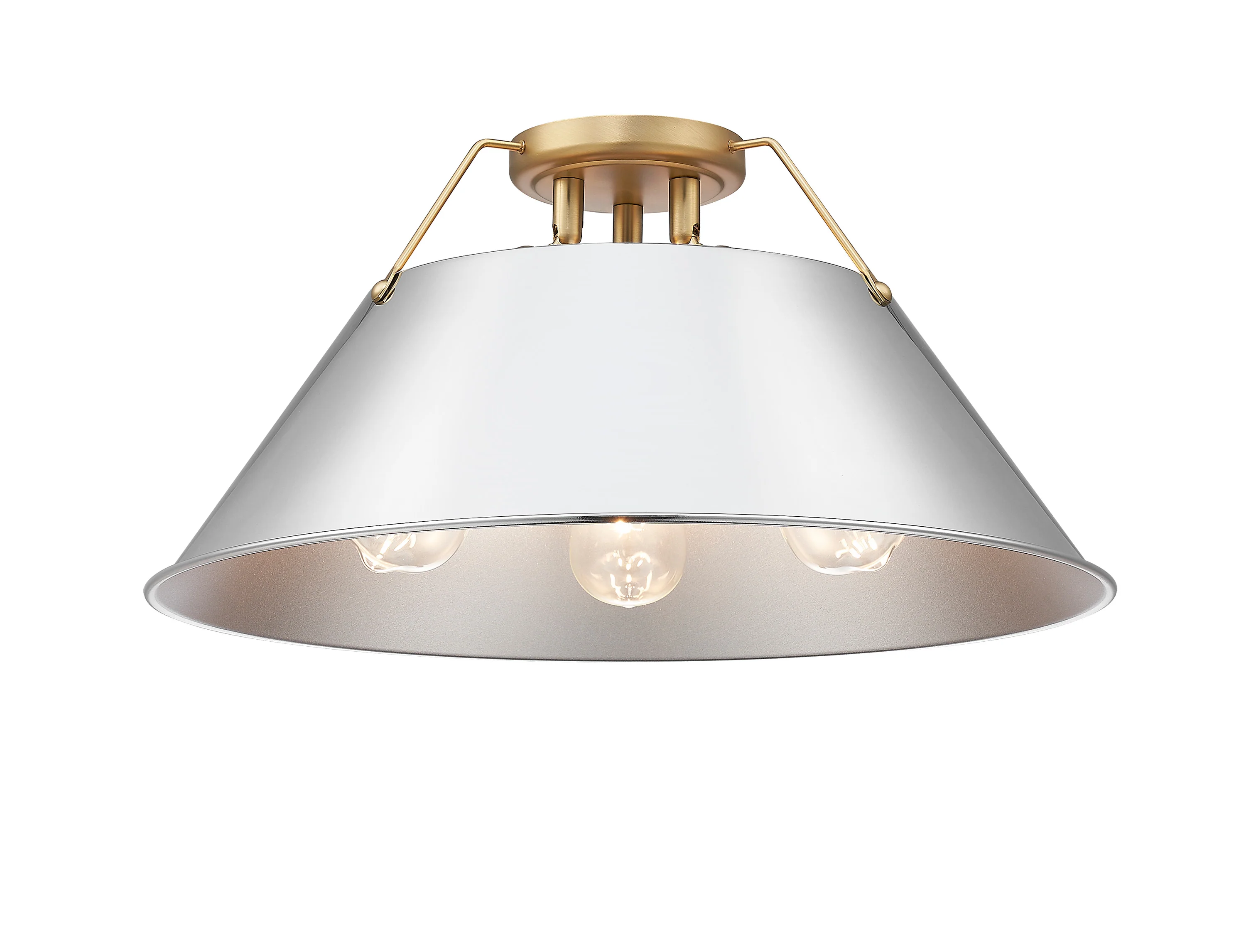 Orwell 3-light Flush Mount in Brushed Champagne Brass and Chrome shade