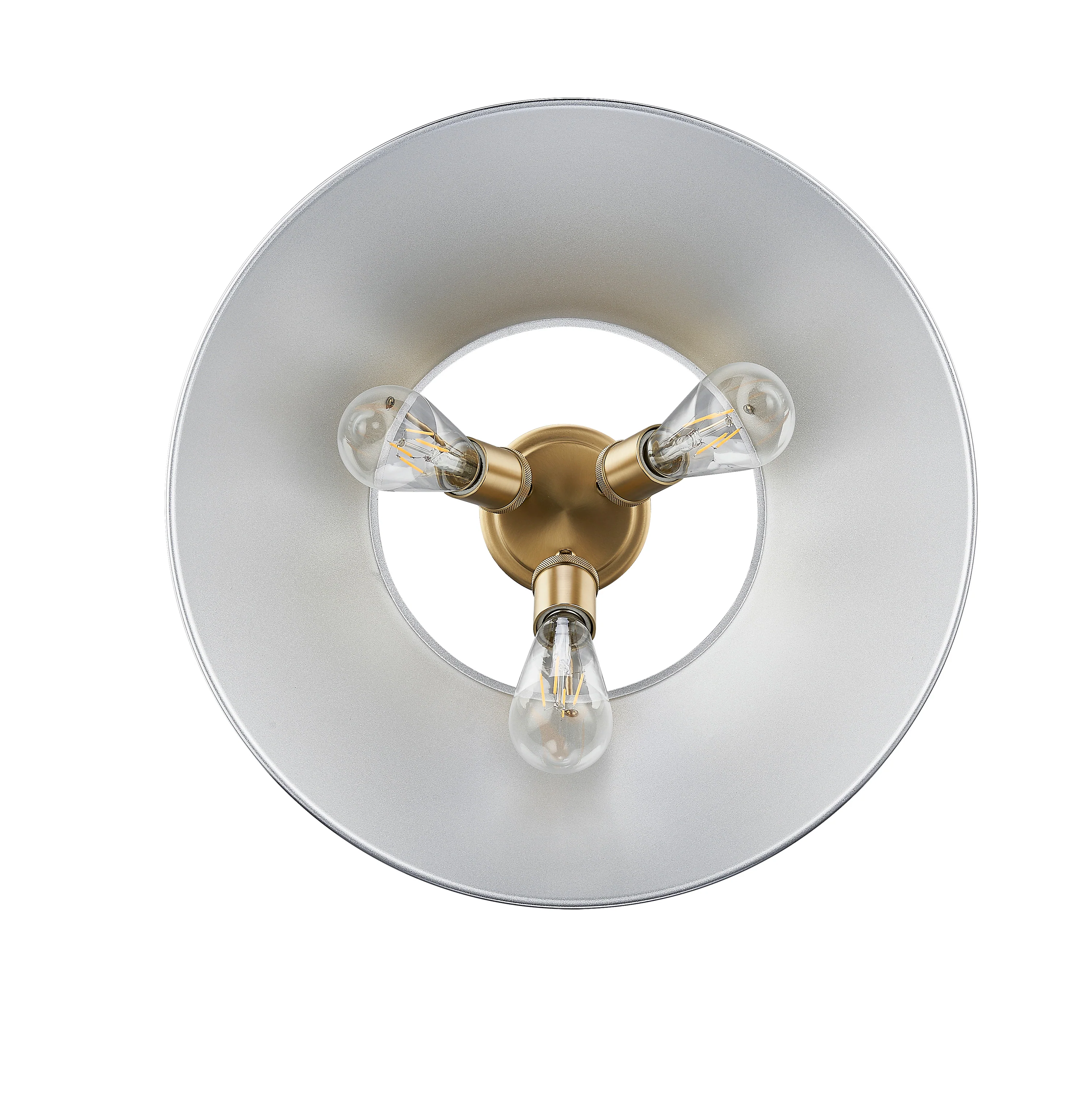 Orwell 3-light Flush Mount in Brushed Champagne Brass and Chrome shade - Image 2