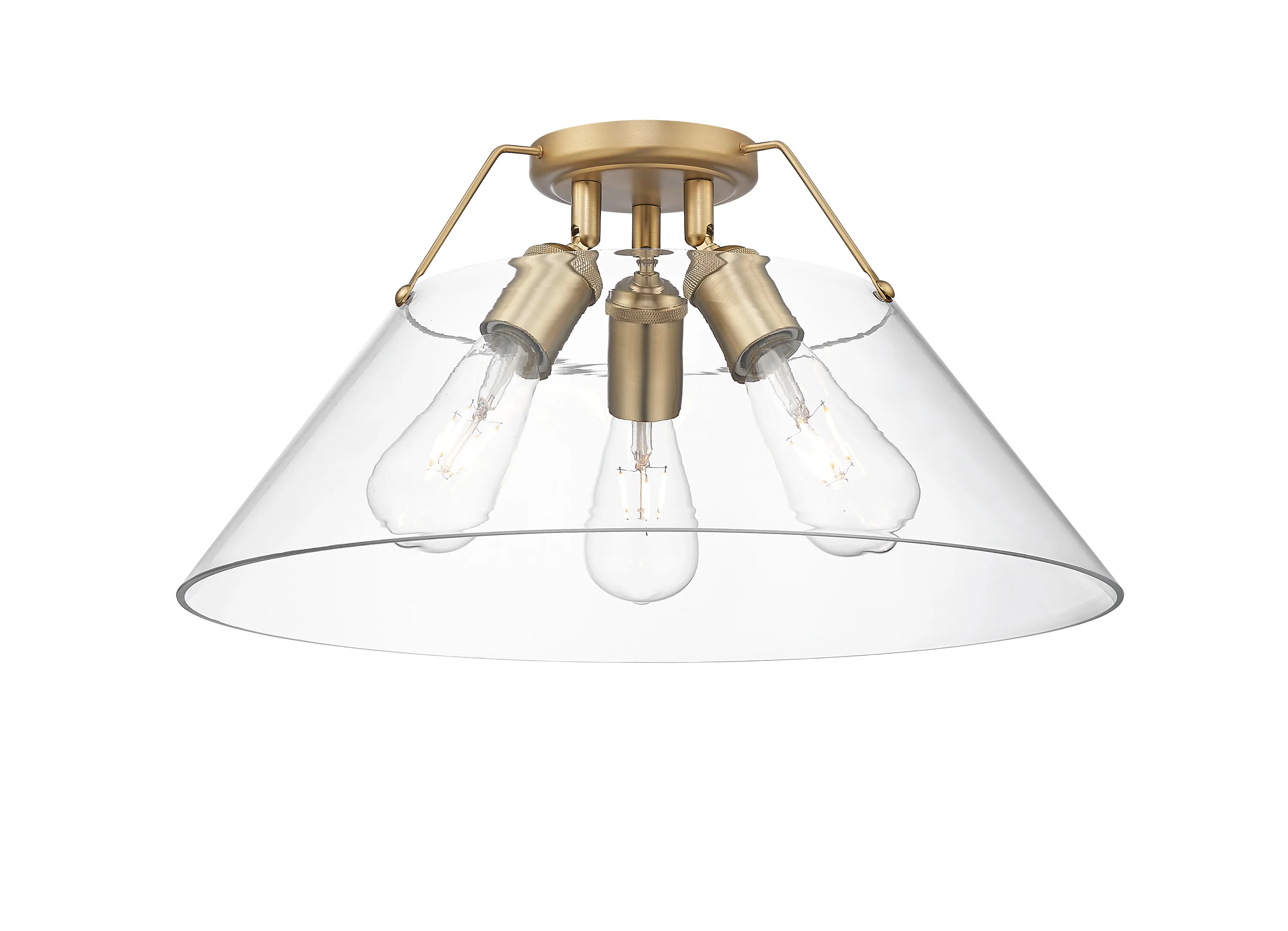 Orwell 3-light Flush Mount in Brushed Champagne Brass and Clear Glass