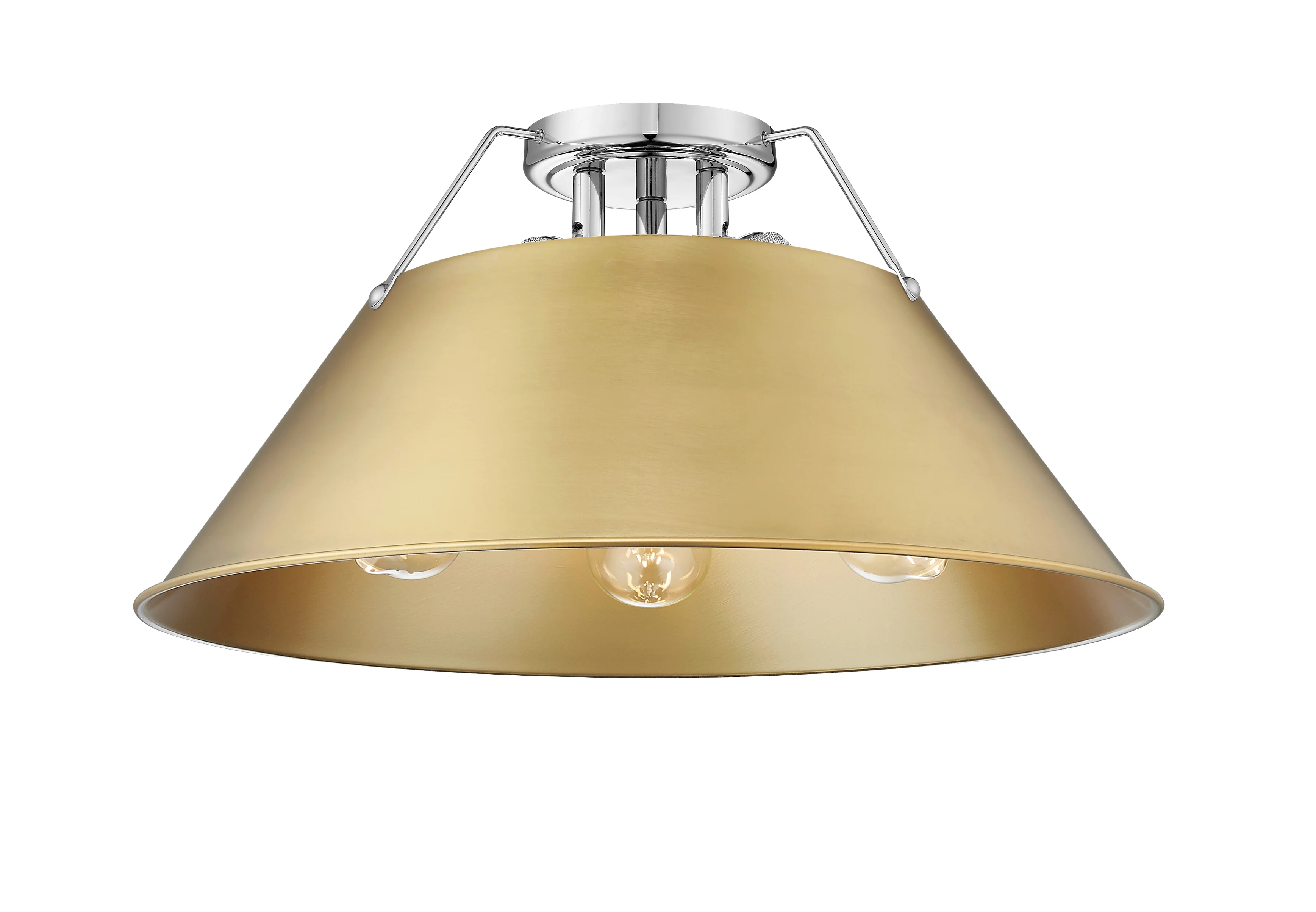 Orwell 3-light Flush Mount in Chrome and Brushed Champagne Brass shade