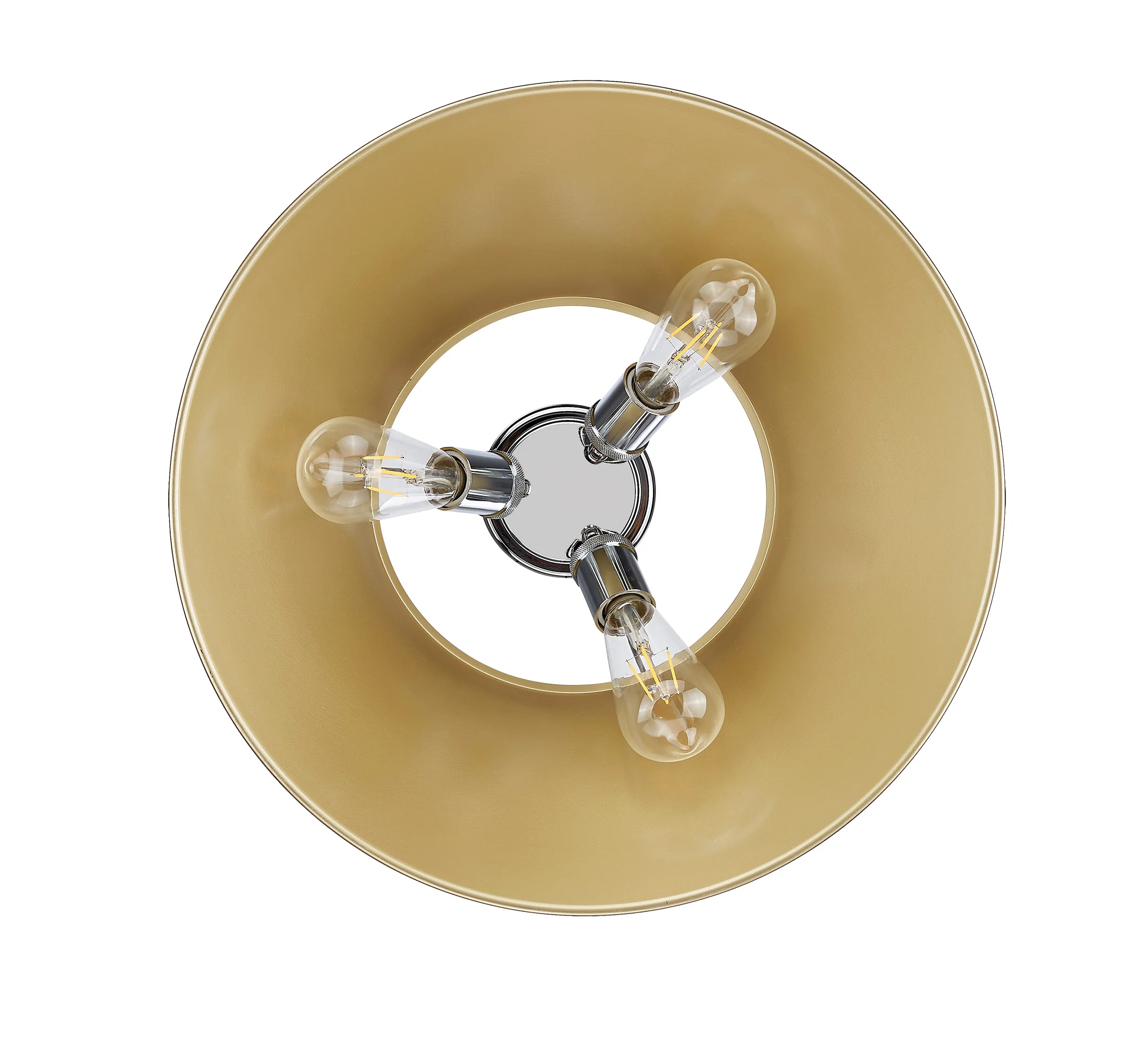 Orwell 3-light Flush Mount in Chrome and Brushed Champagne Brass shade - Image 2