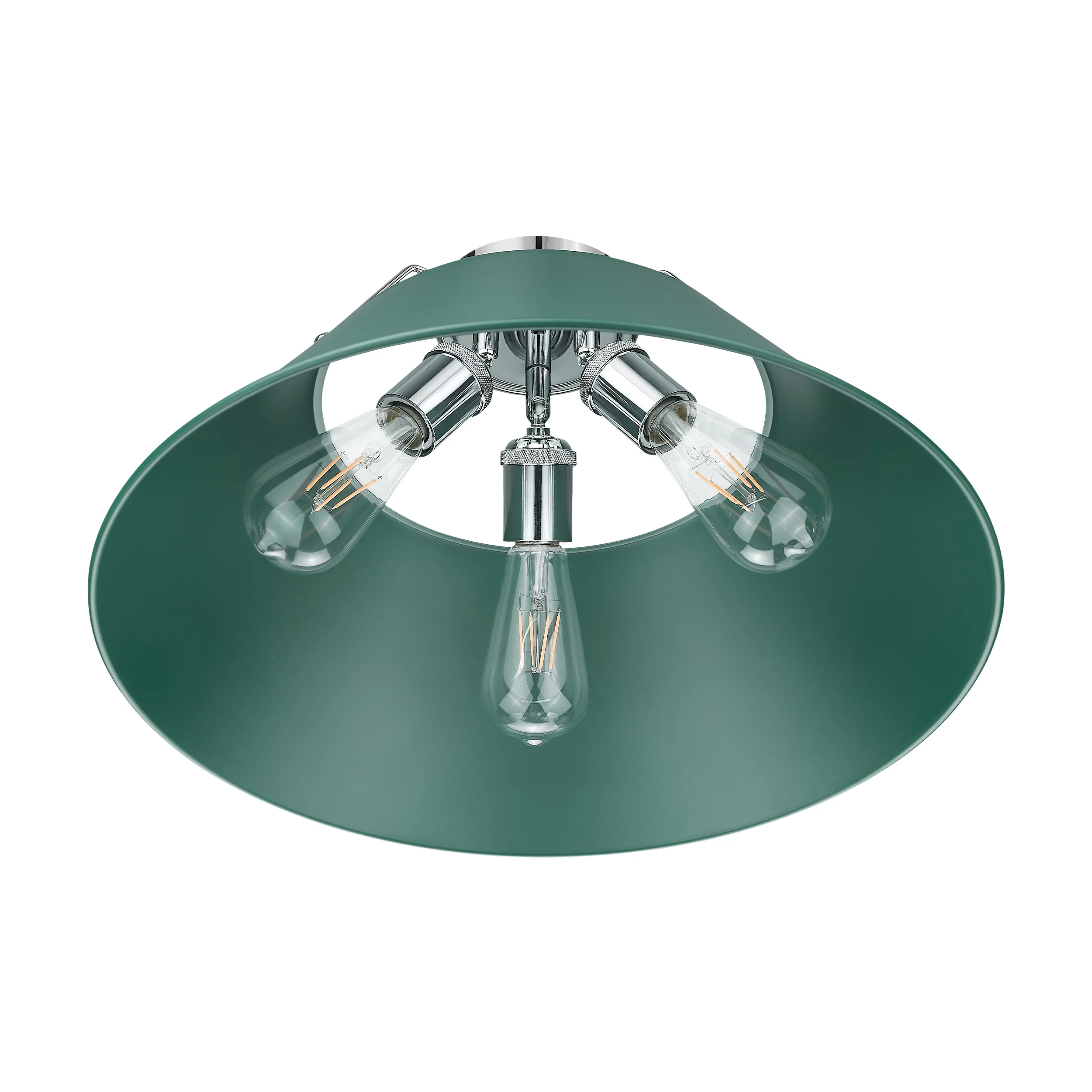 Orwell 3-light Flush Mount in Chrome and Pine Green shade - Image 4