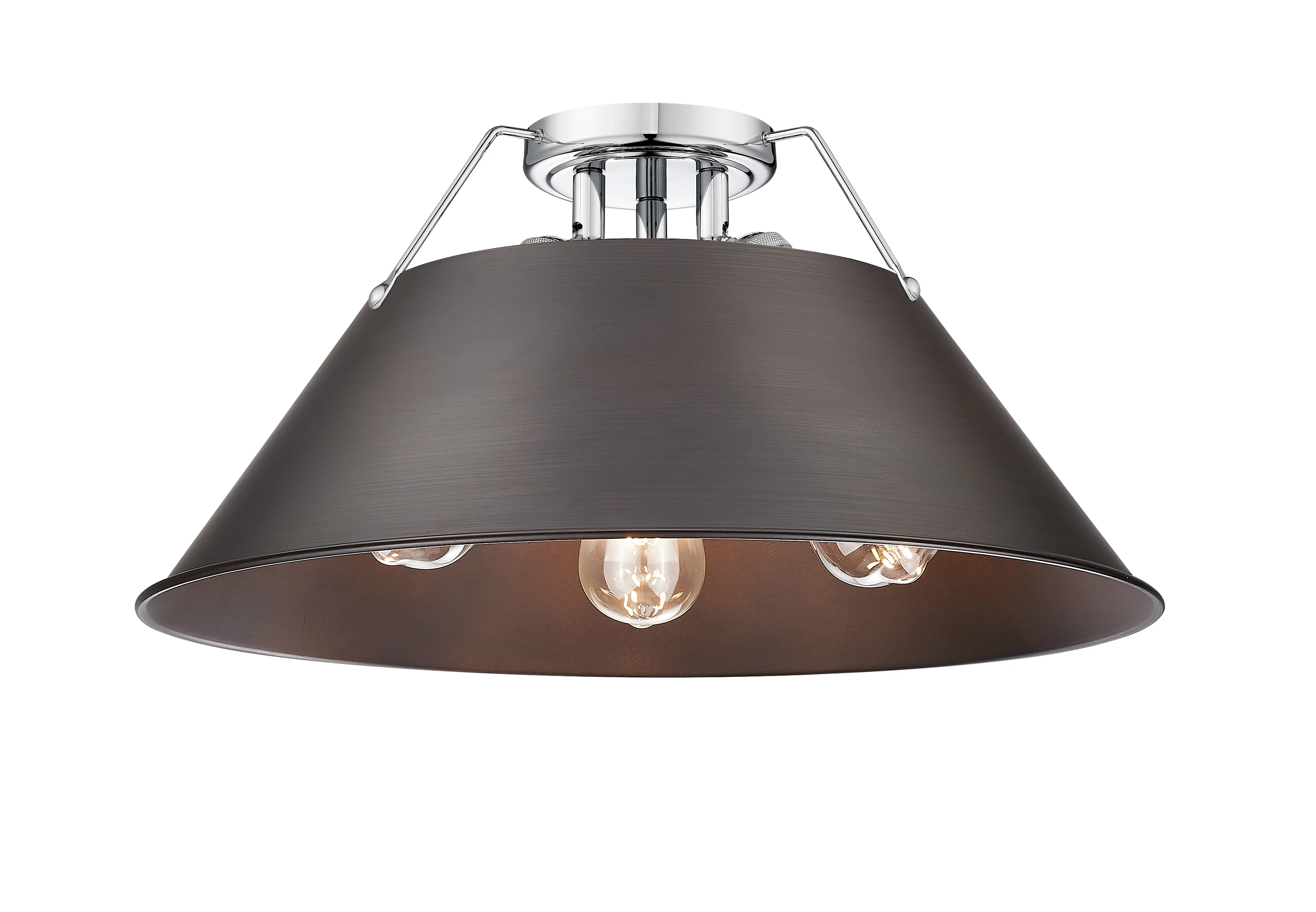 Orwell 3-light Flush Mount in Chrome and Rubbed Bronze shade