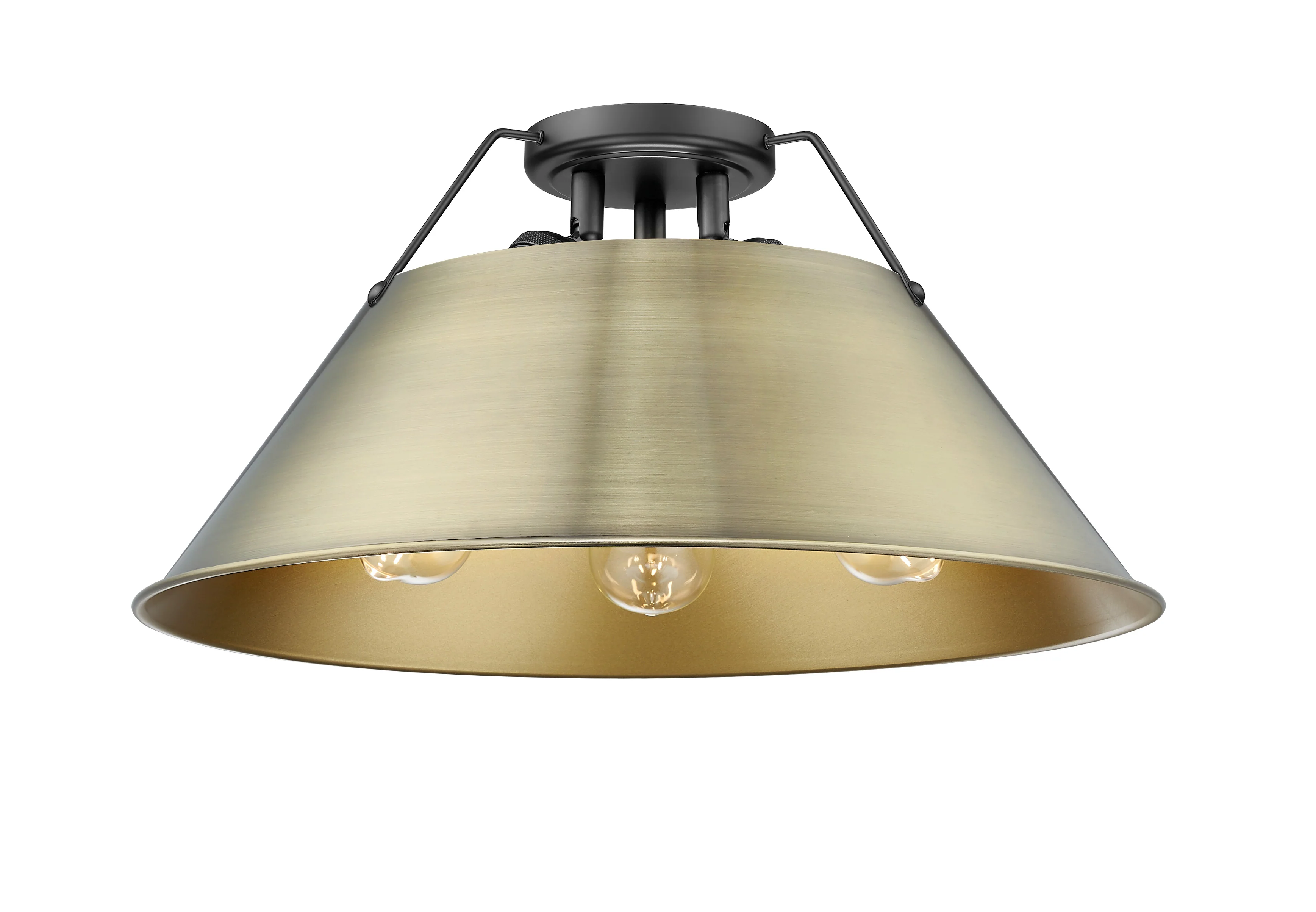 Orwell 3-light Flush Mount in Matte Black and Aged Brass shade