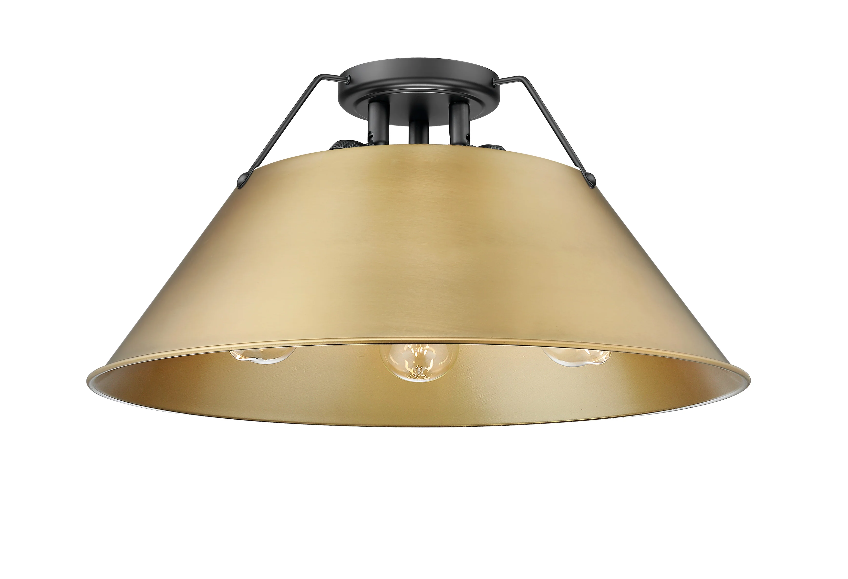 Orwell 3-light Flush Mount in Matte Black and Brushed Champagne Brass shade