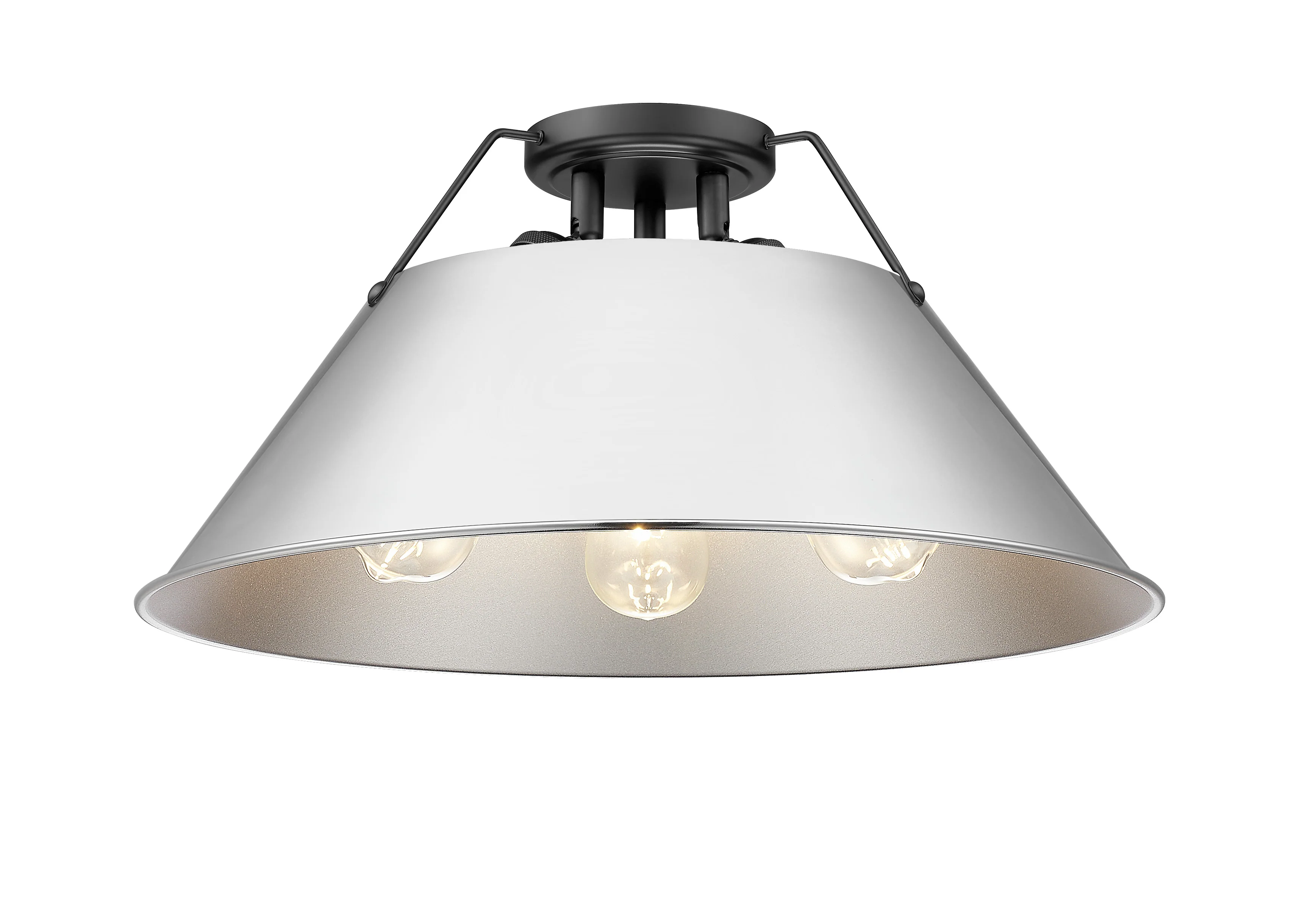 Orwell 3-light Flush Mount in Matte Black and Chrome shade