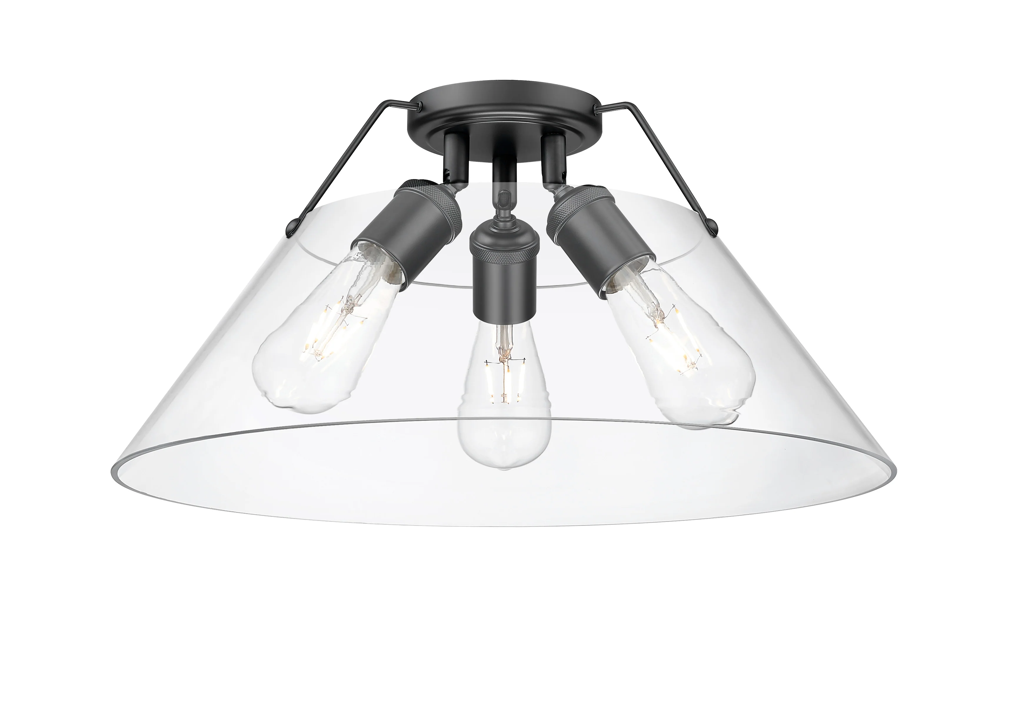 Orwell 3-light Flush Mount in Matte Black and Clear Glass