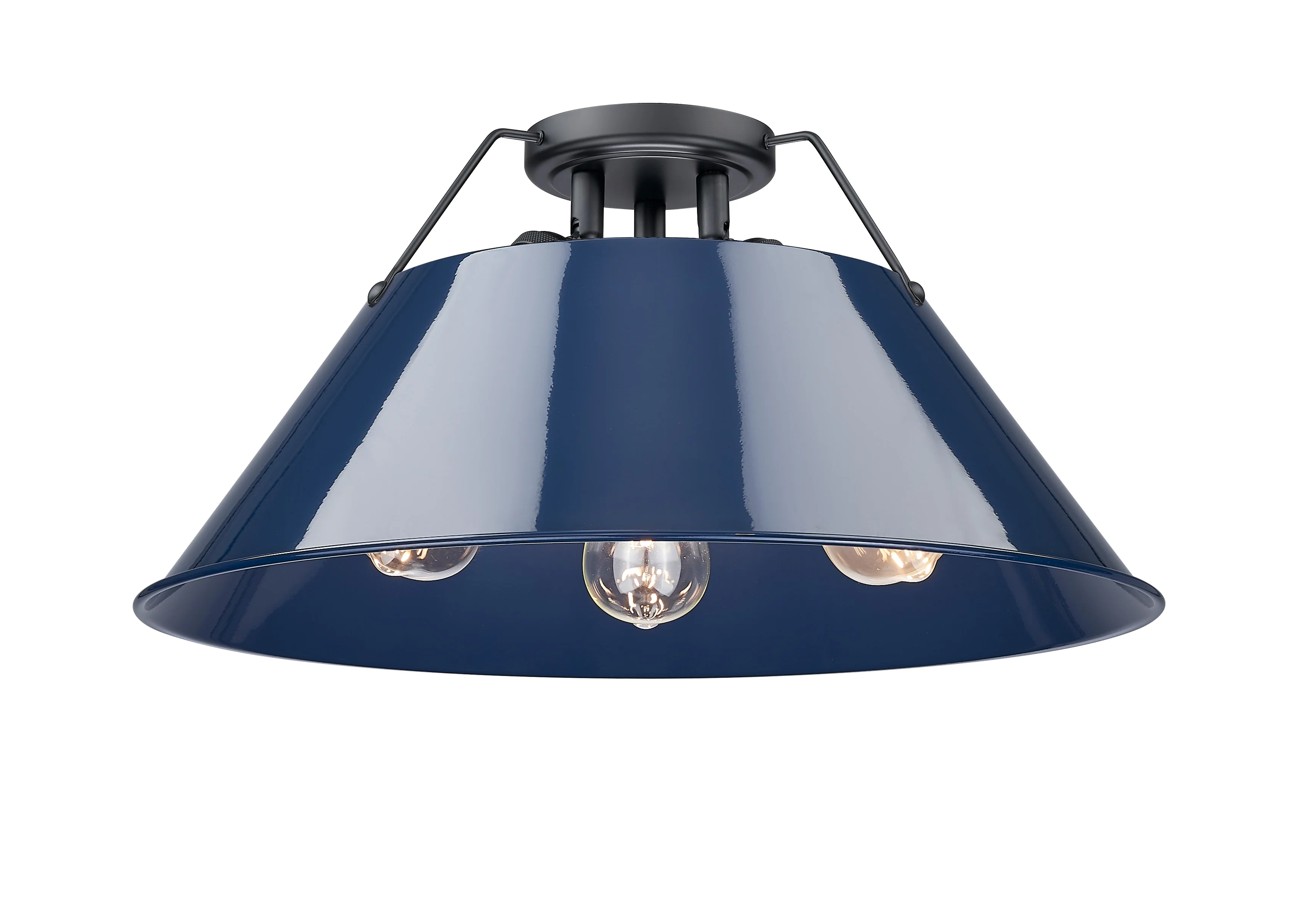 Orwell 3-light Flush Mount in Matte Black and Navy Blue shade