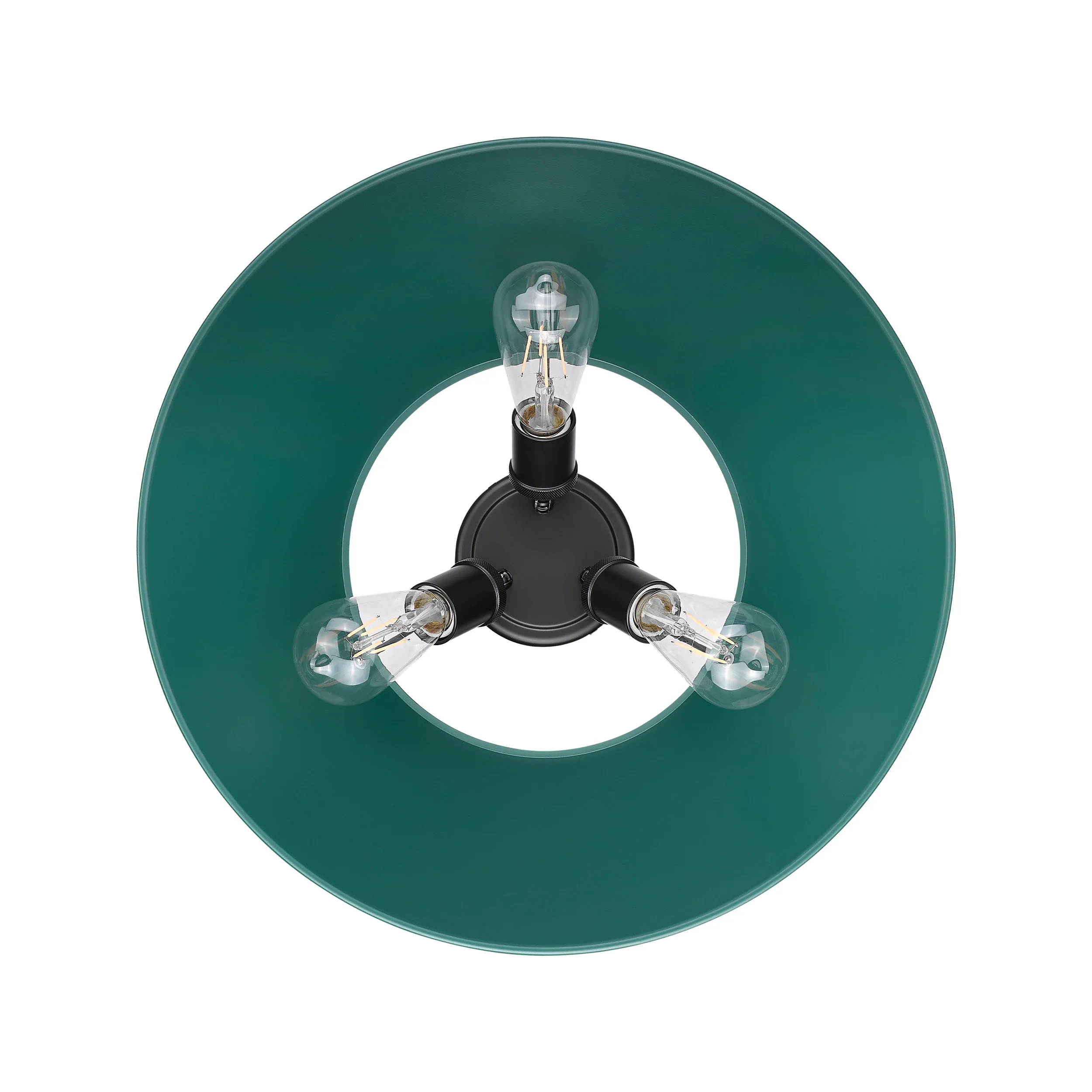 Orwell 3-light Flush Mount in Matte Black and Pine Green shade - Image 2