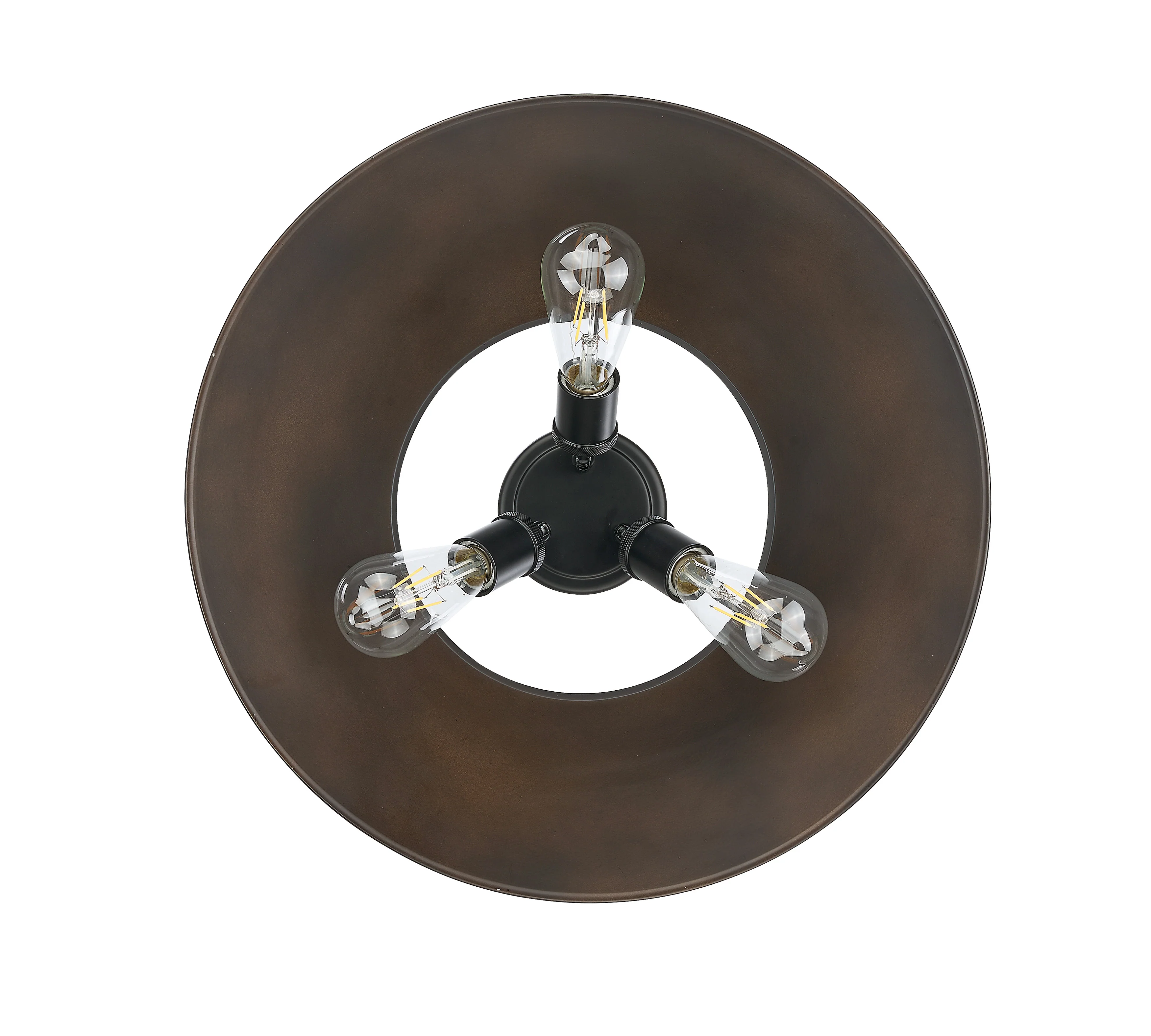 Orwell 3-light Flush Mount in Matte Black and Rubbed Bronze shade - Image 2