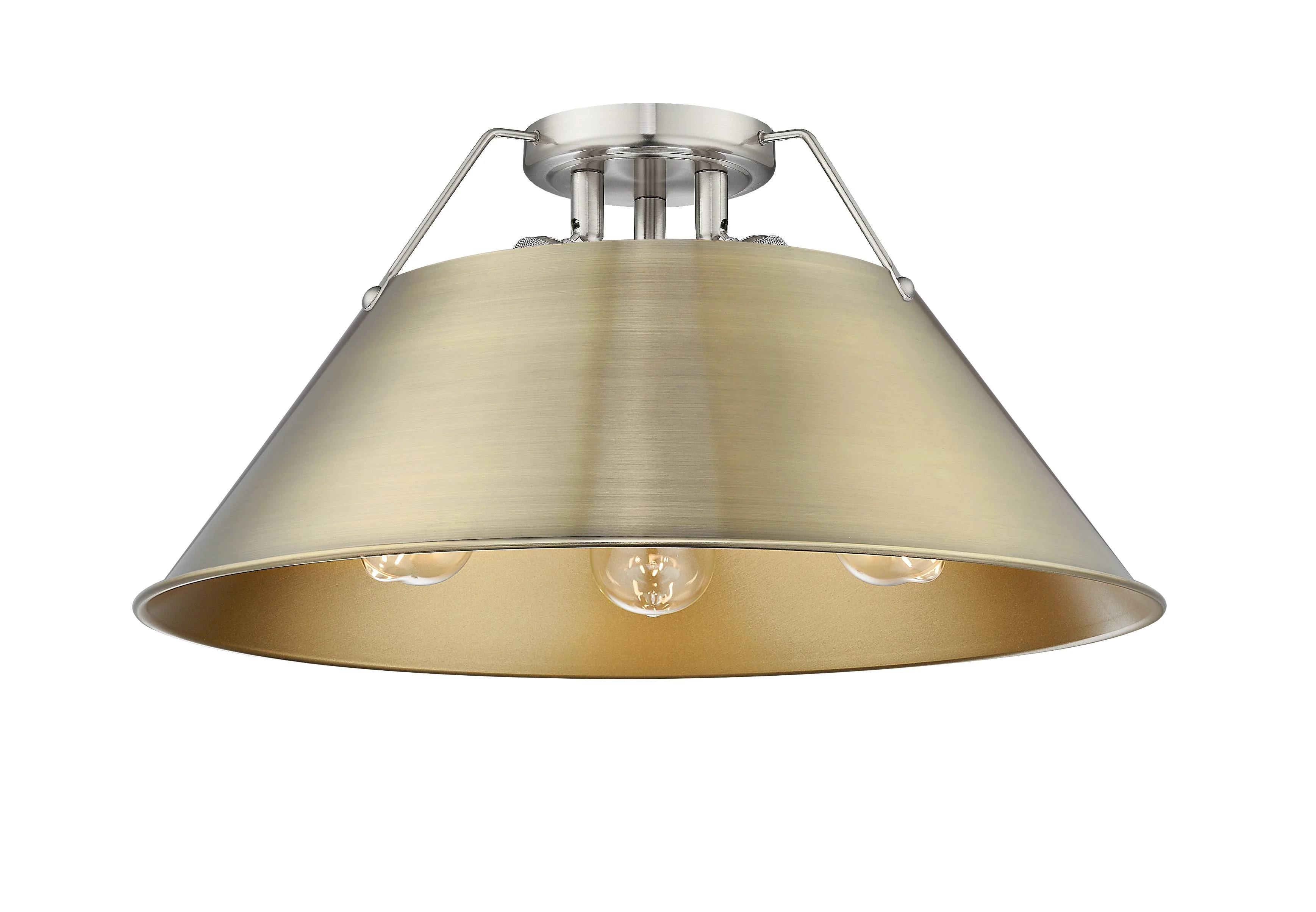 Orwell 3-light Flush Mount in Pewter and Aged Brass shade