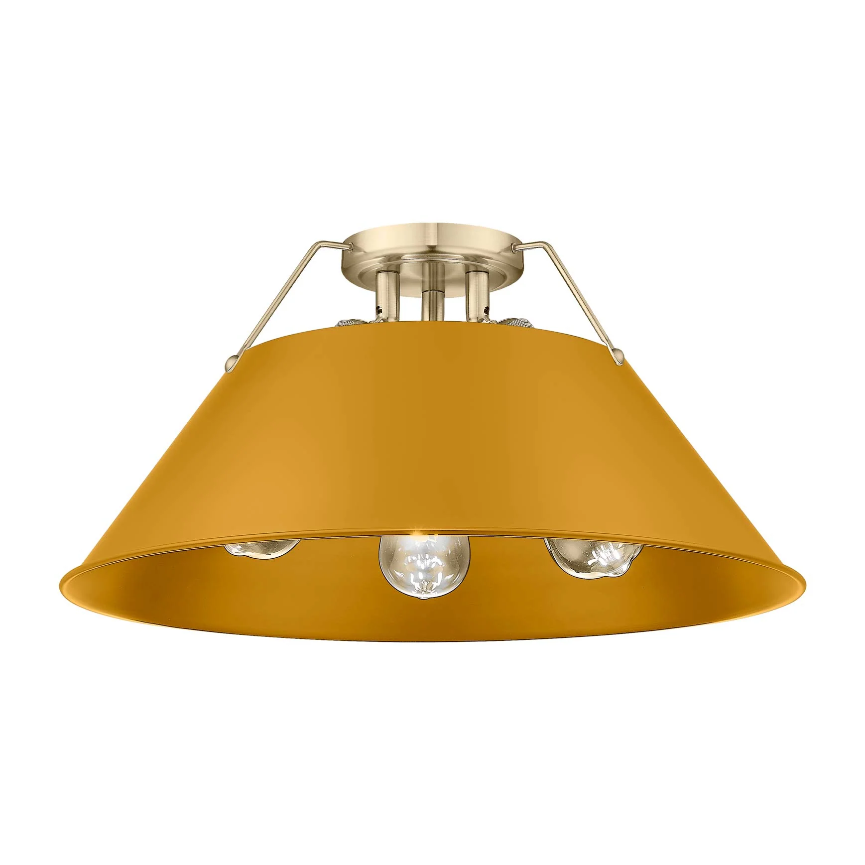 Orwell 3-light Flush Mount in Pewter and Auric Yellow shade