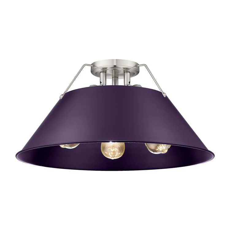 Orwell 3-light Flush Mount in Pewter and Exotic Purple shade