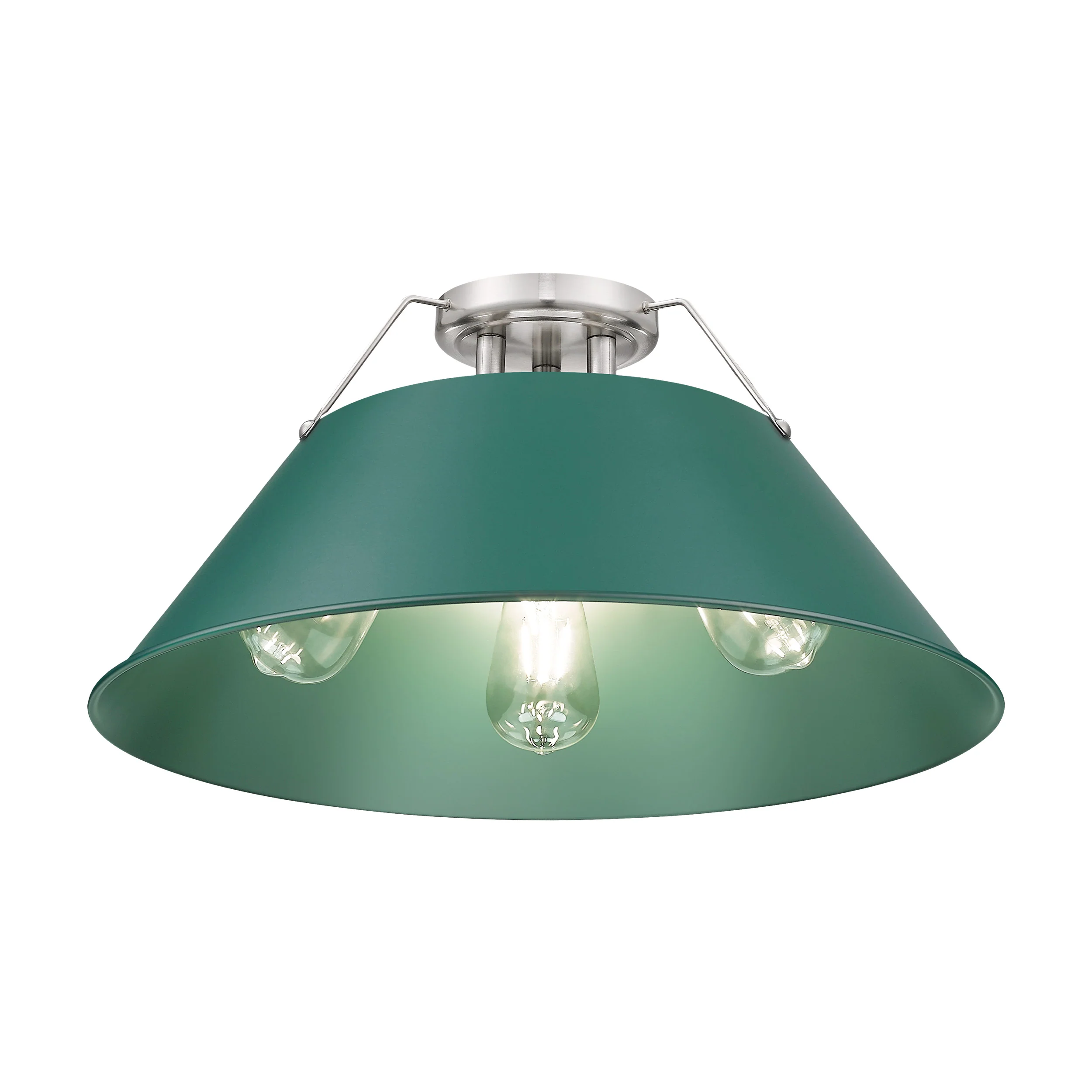 Orwell 3-light Flush Mount in Pewter and Pine Green shade