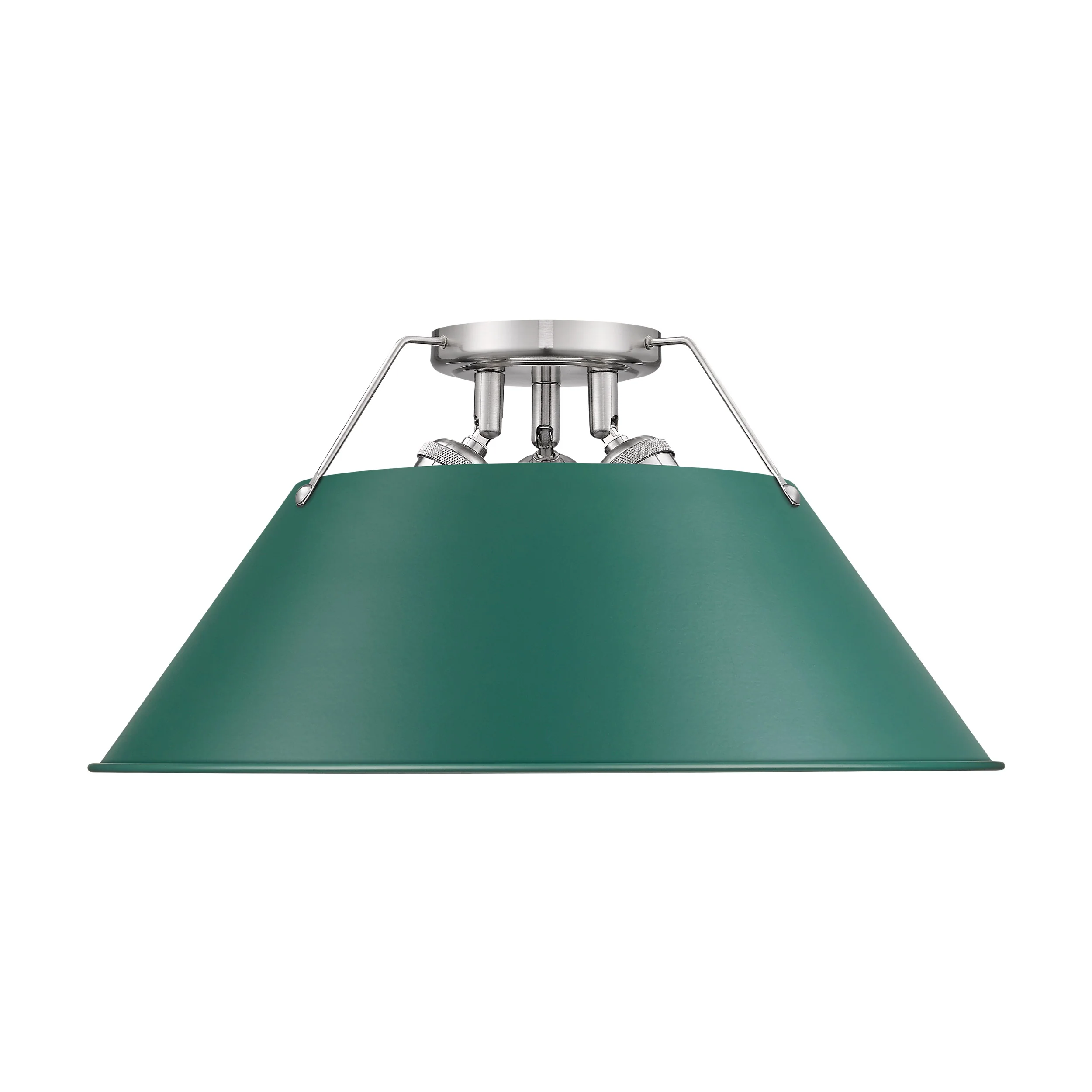 Orwell 3-light Flush Mount in Pewter and Pine Green shade - Image 2