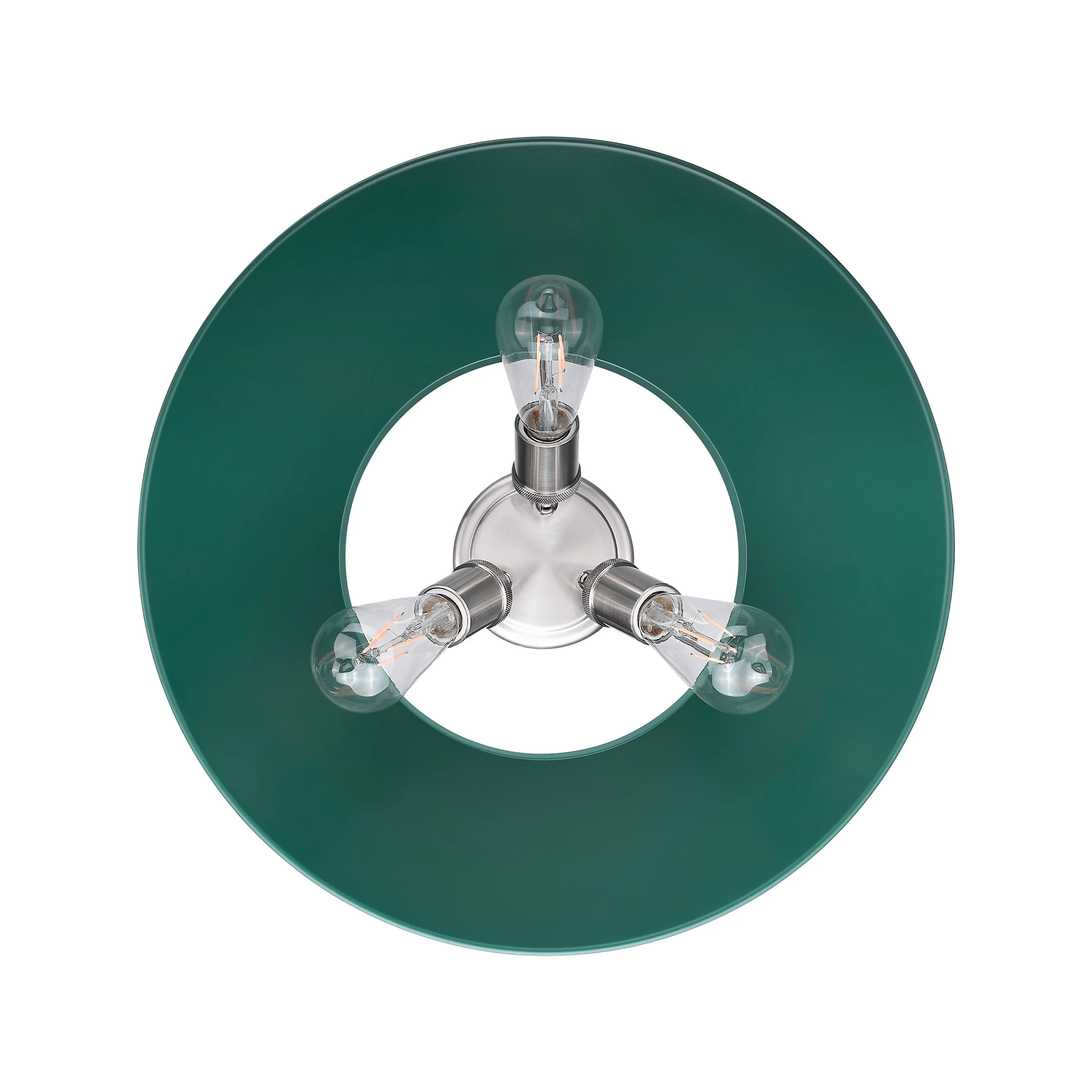 Orwell 3-light Flush Mount in Pewter and Pine Green shade - Image 3