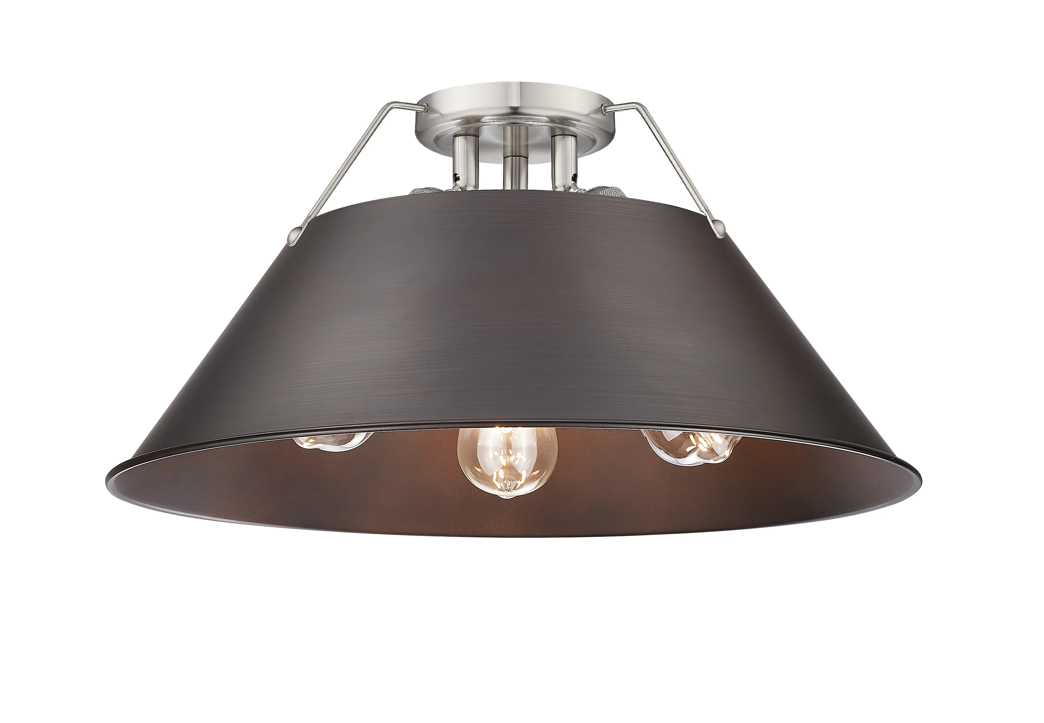 Orwell 3-light Flush Mount in Pewter and Rubbed Bronze shade