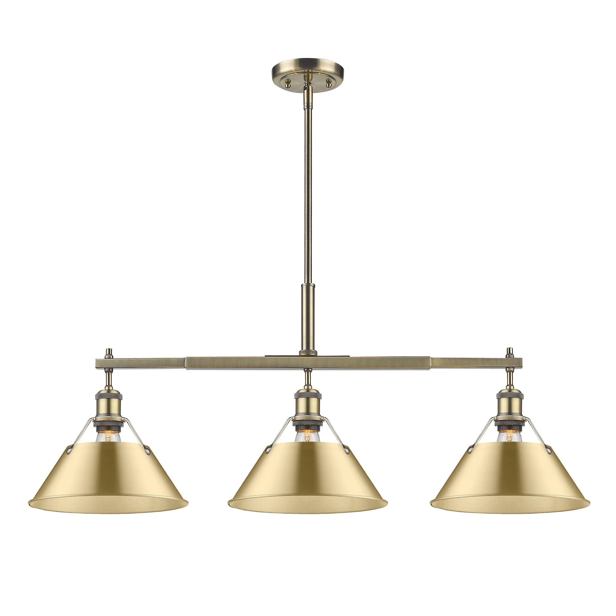 Orwell 3-light Island Light in Aged Brass and Brushed Champagne Brass shade - Image 2