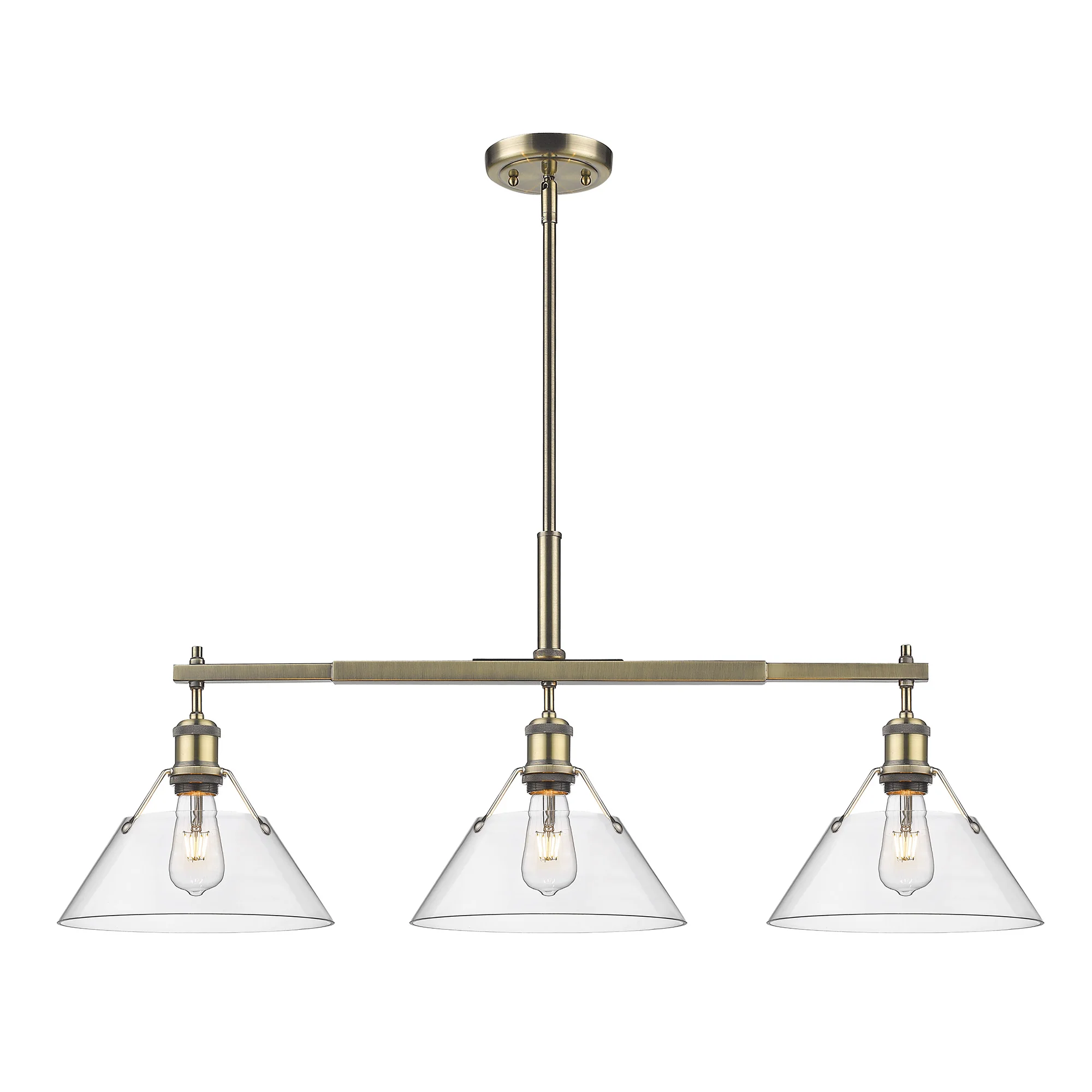 Orwell 3-light Island Light in Aged Brass and Clear Glass - Image 2