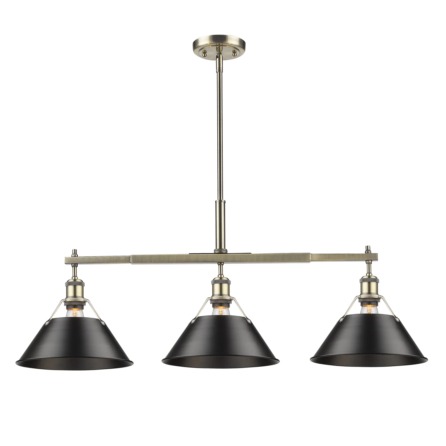 Orwell 3-light Island Light in Aged Brass and Matte Black shade