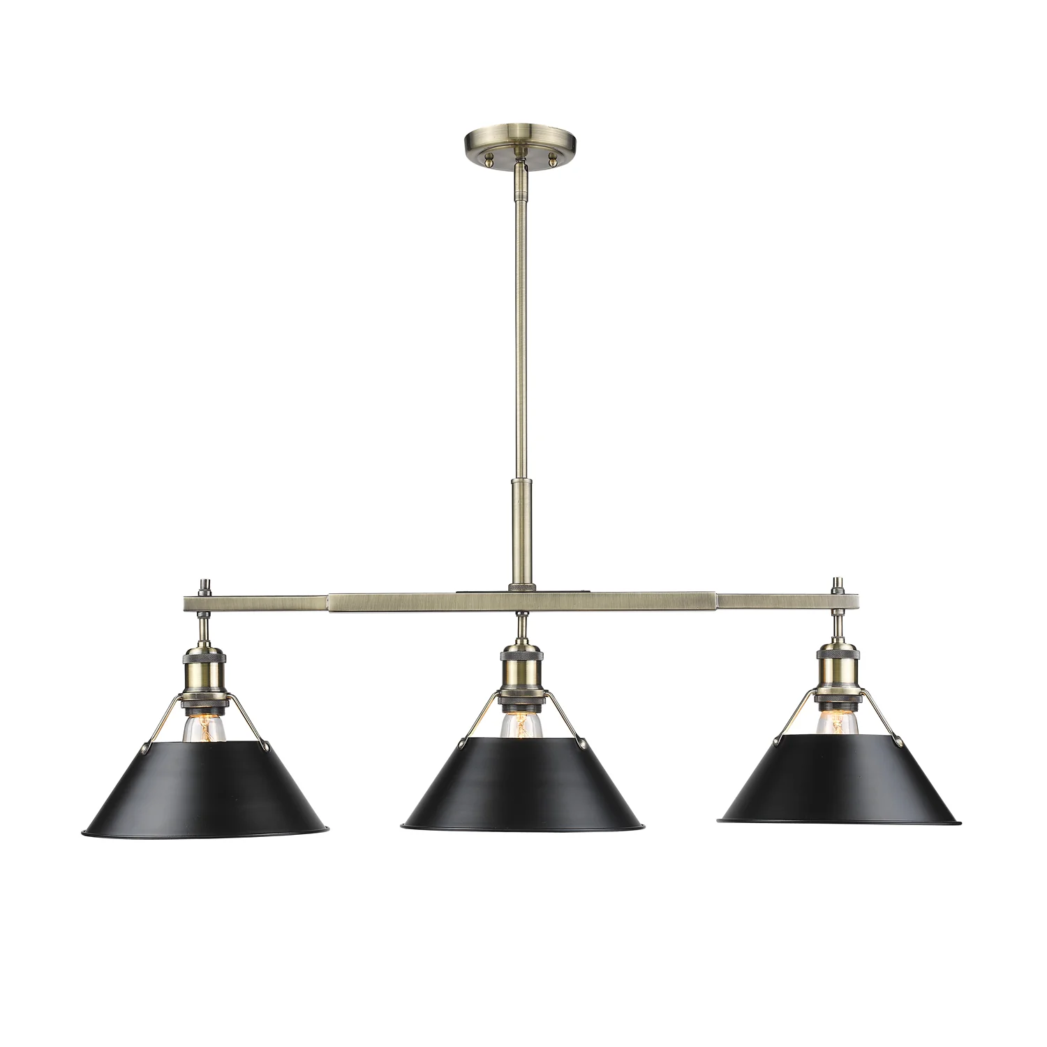 Orwell 3-light Island Light in Aged Brass and Matte Black shade - Image 2