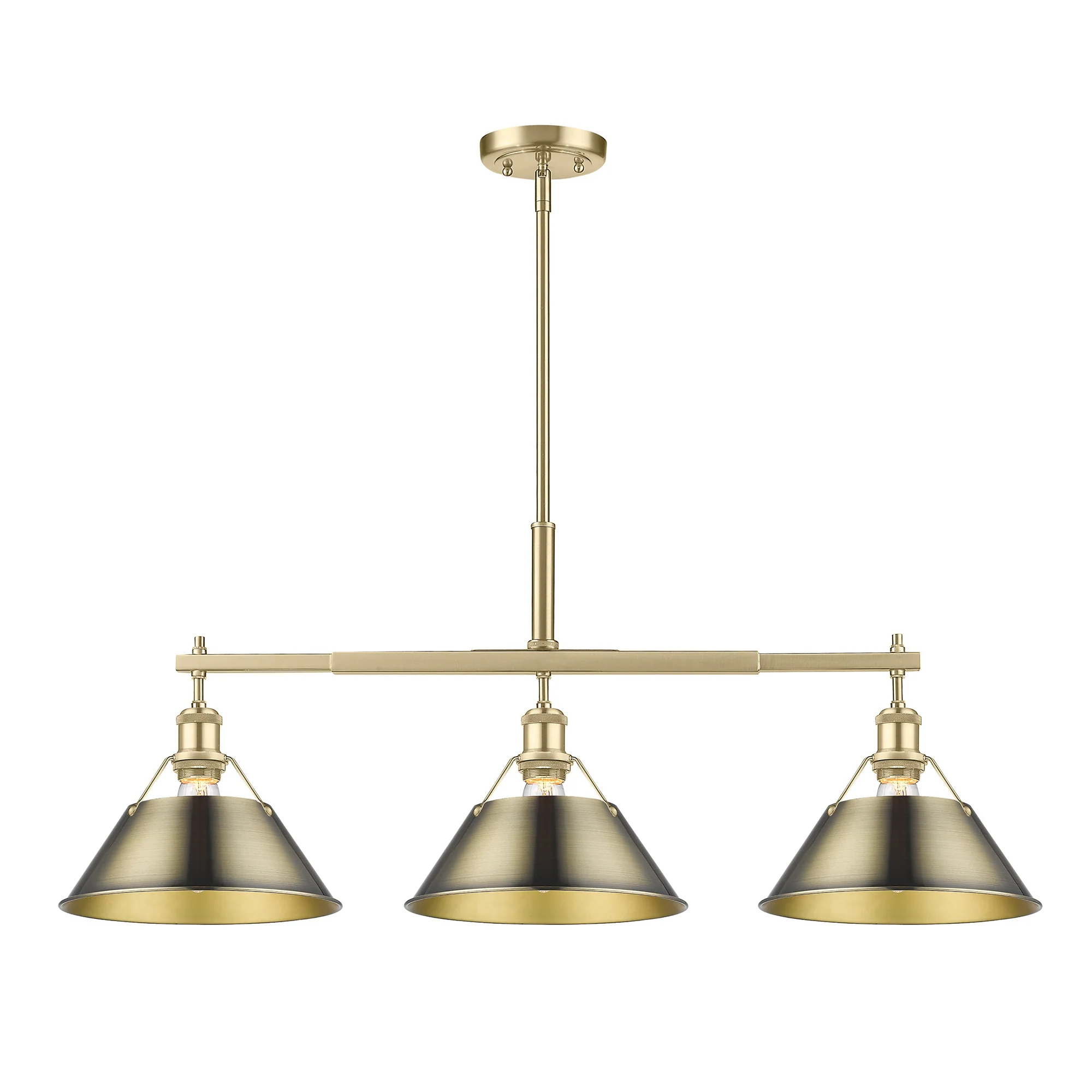 Orwell 3-light Island Light in Brushed Champagne Brass and Aged Brass shade - Image 2