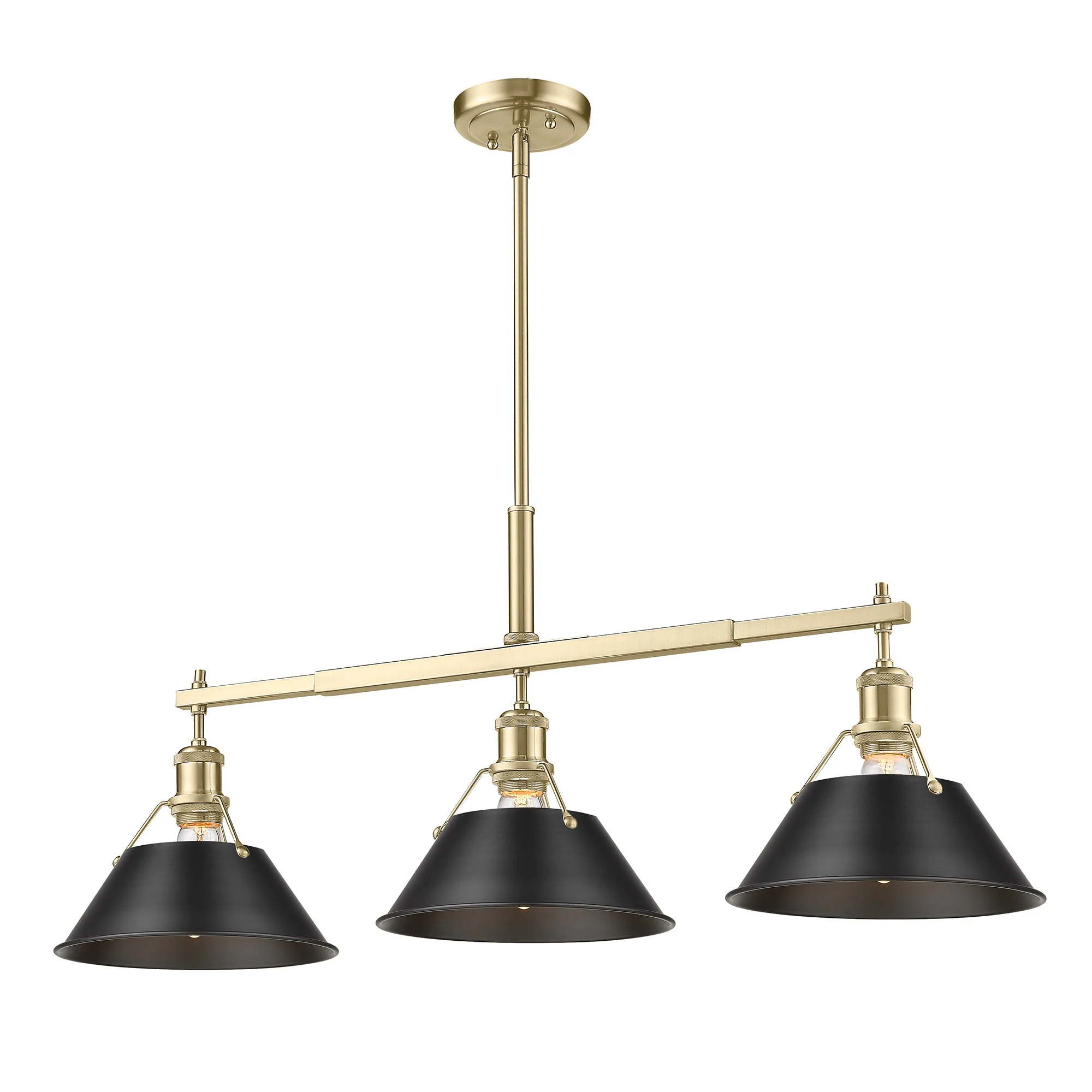 Orwell 3-light Island Light in Brushed Champagne Brass and Matte Black shade