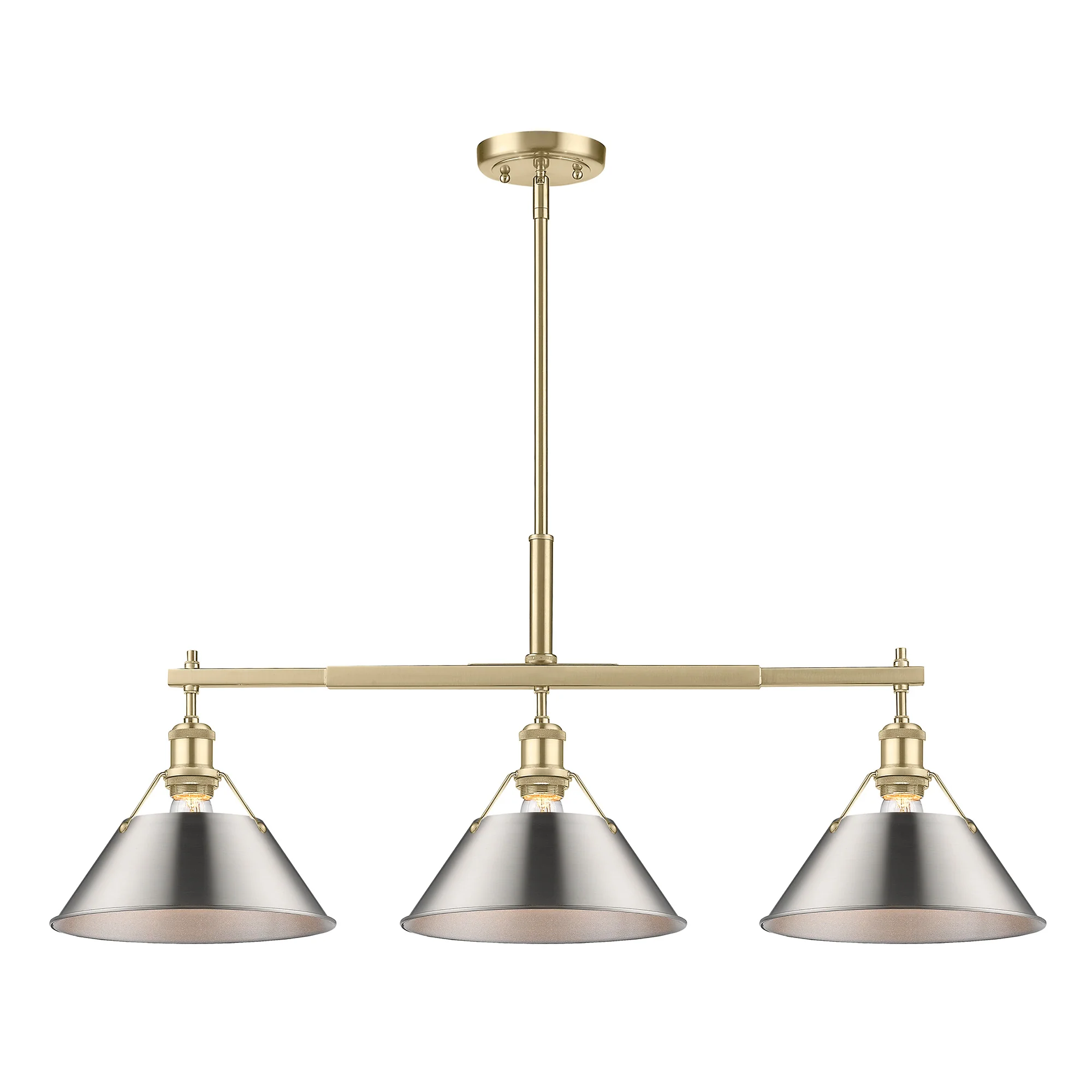Orwell 3-light Island Light in Brushed Champagne Brass and Pewter shade - Image 2
