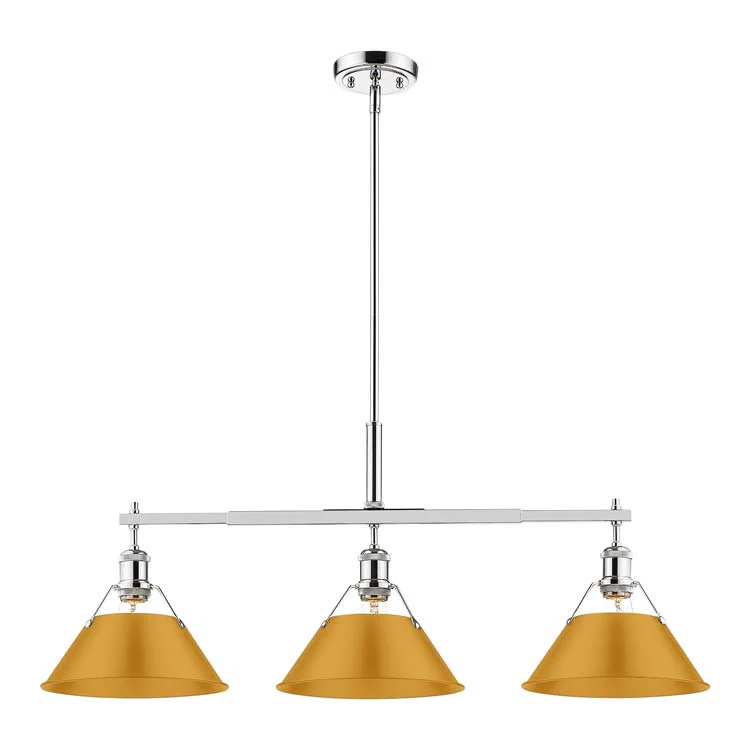 Orwell 3-light Island Light in Chrome and Auric Yellow shade