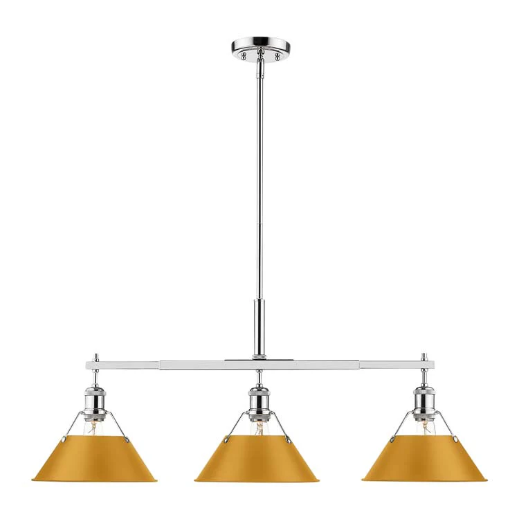 Orwell 3-light Island Light in Chrome and Auric Yellow shade - Image 2