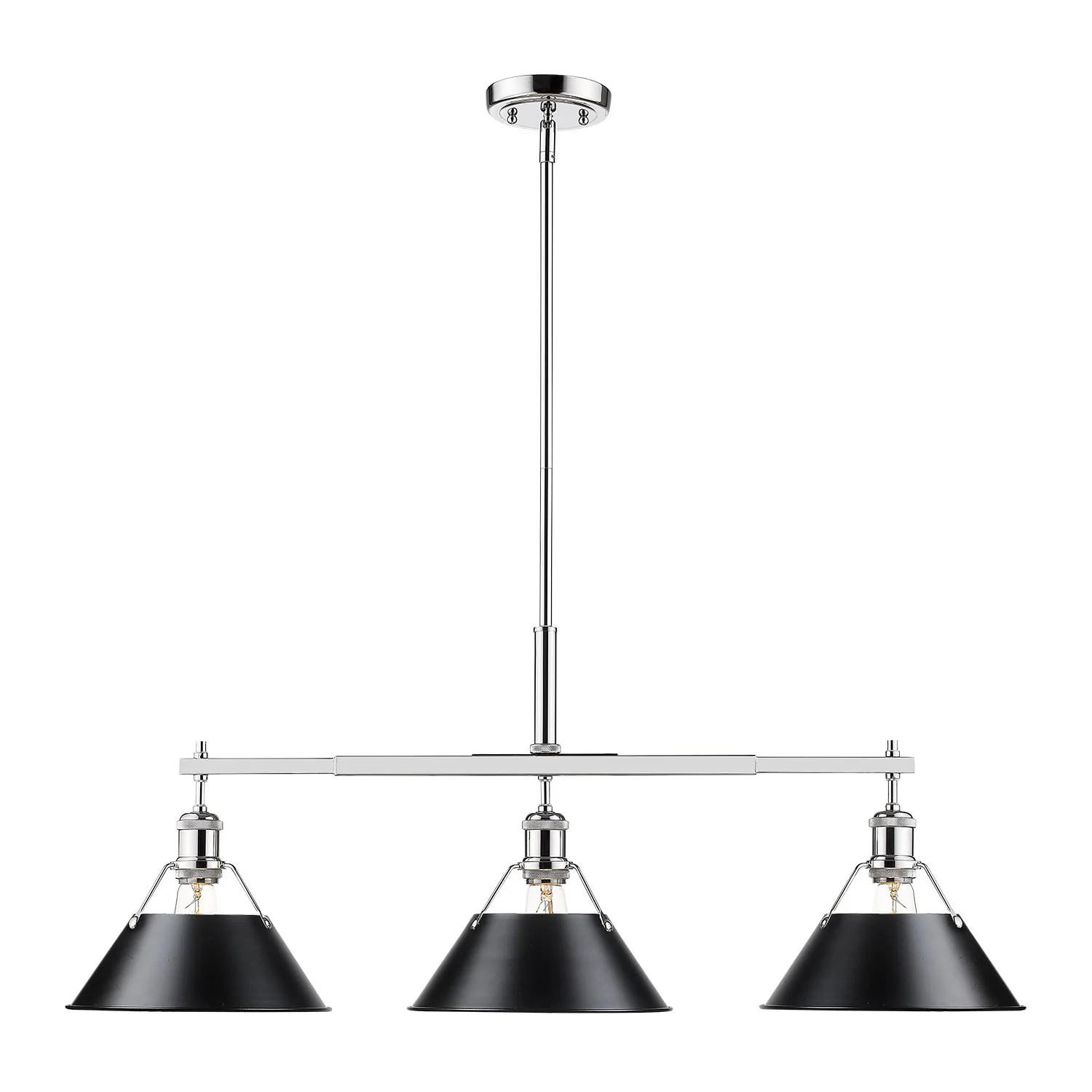 Orwell 3-light Island Light in Chrome and Matte Black shade - Image 2